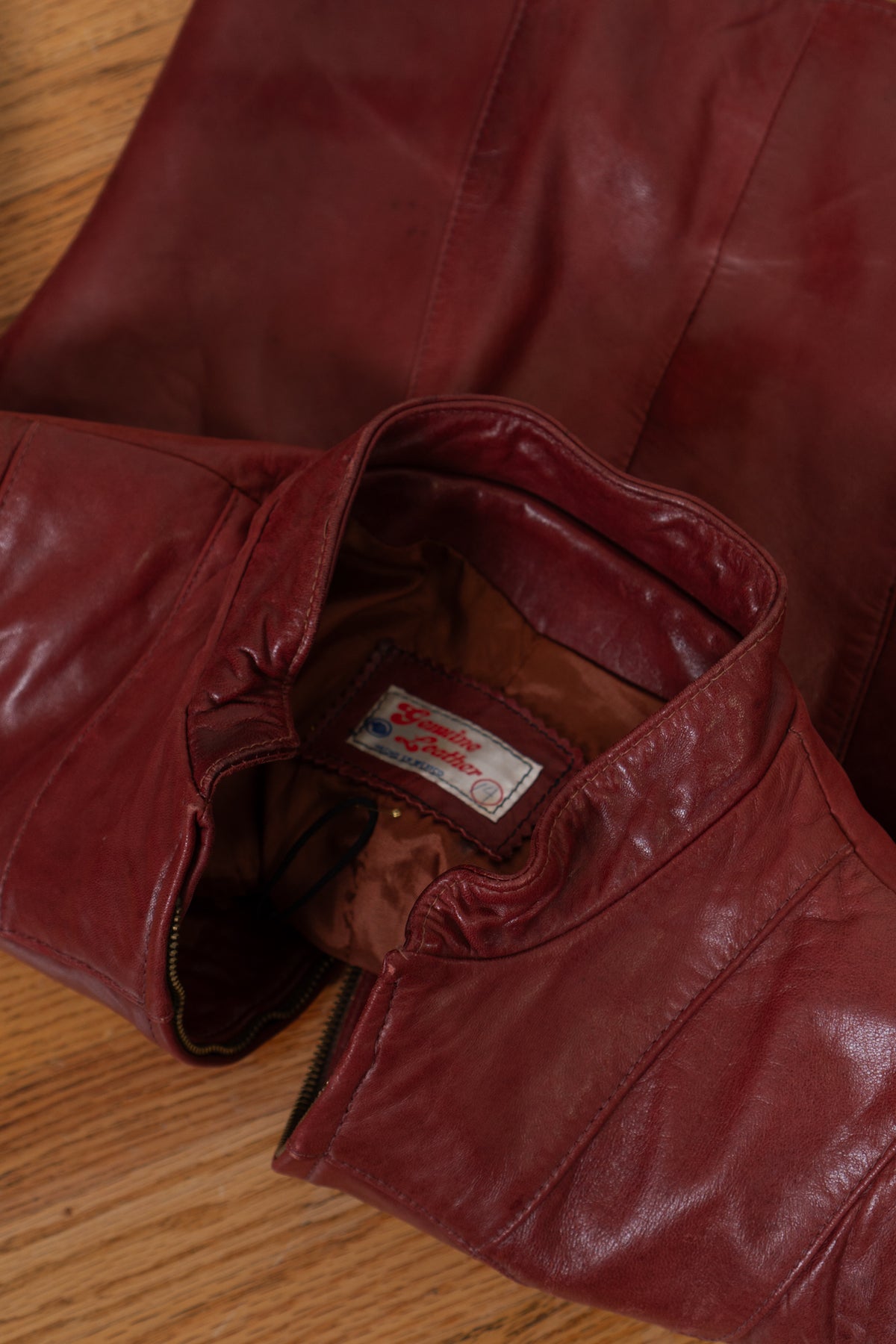 Vintage Red Leather Moto Jacket