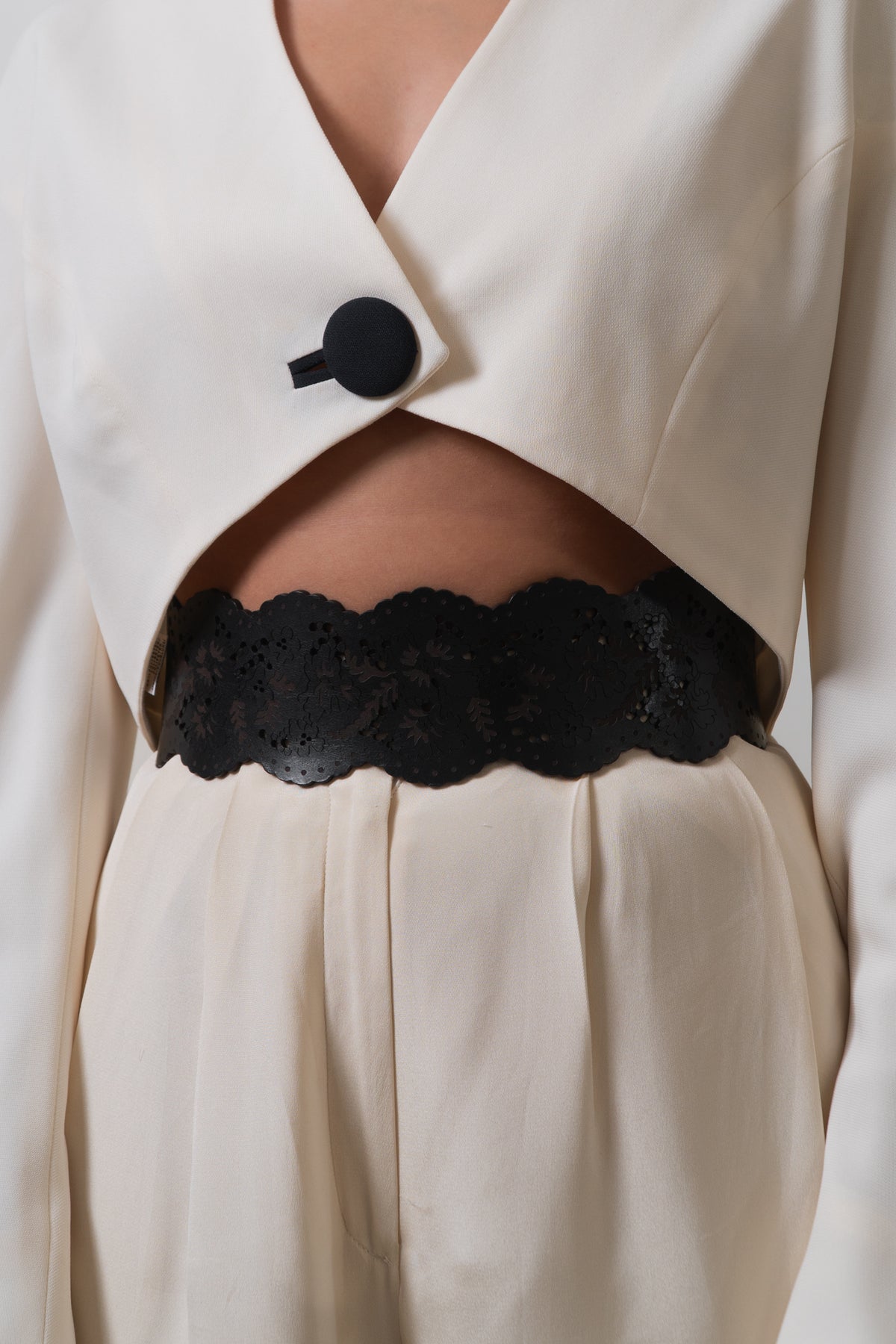 Vintage Brown Leather Medallion Cut Out Belt