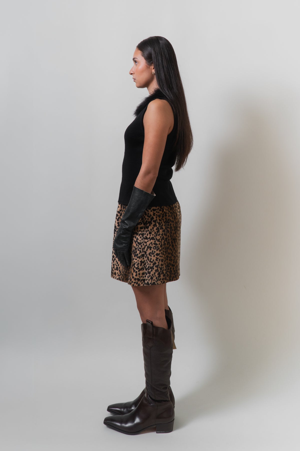Vintage Black Feather Knit Sleeveless Top