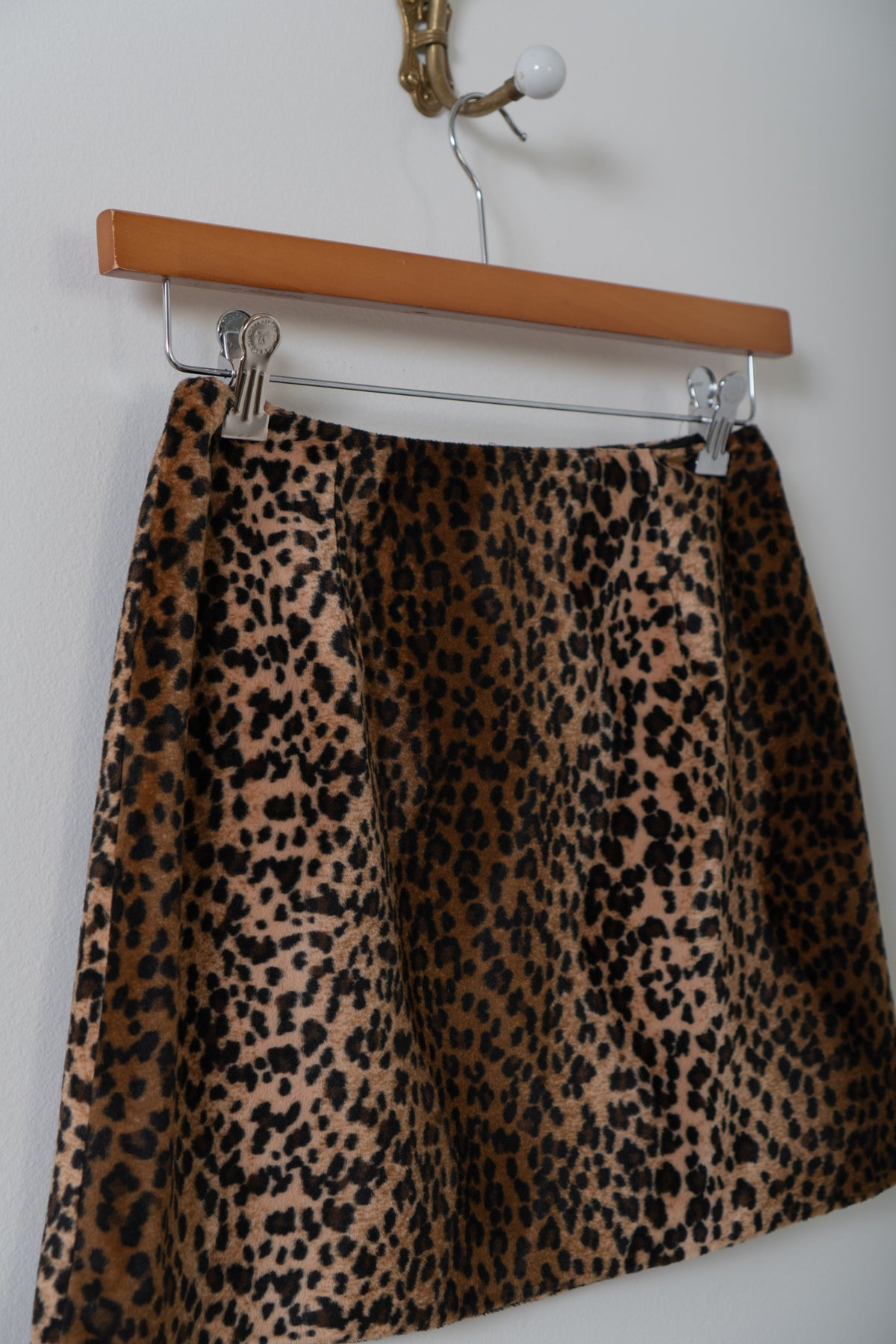 Vintage Faux Fur Animal Print Mini Skirt