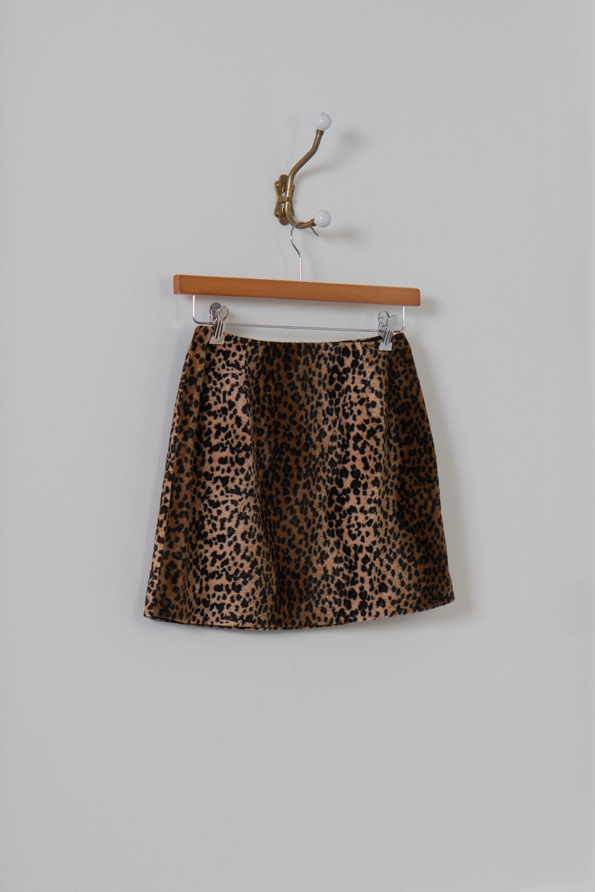 Vintage Faux Fur Animal Print Mini Skirt