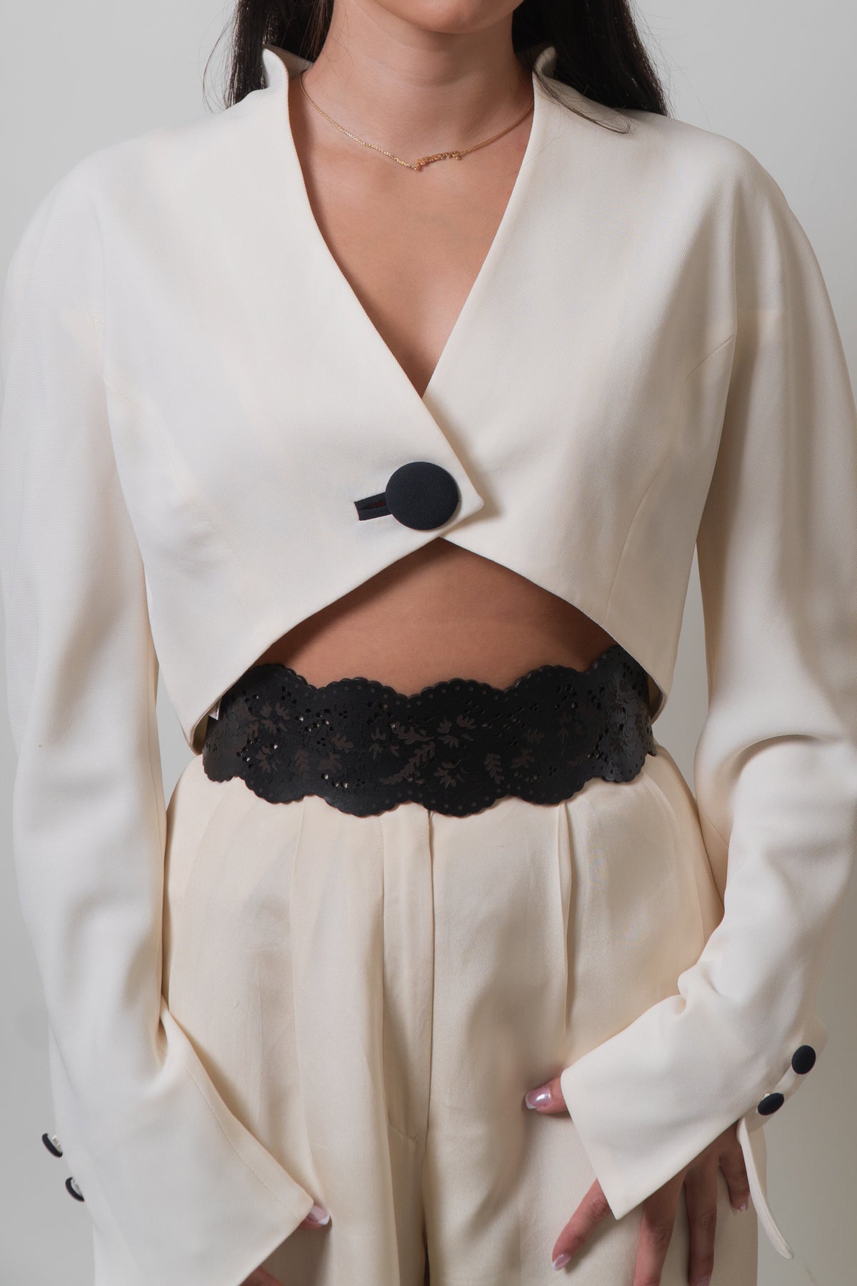 Vintage SAKS Cream Cropped Blazer