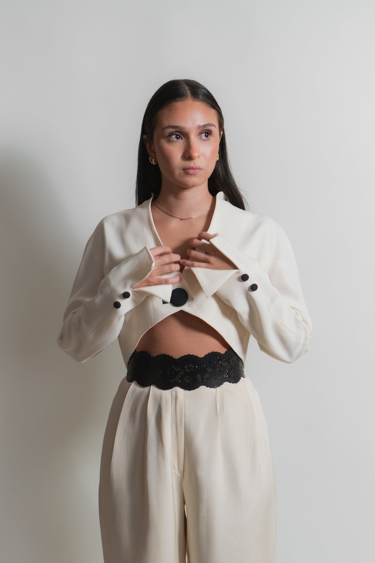 Vintage SAKS Cream Cropped Blazer
