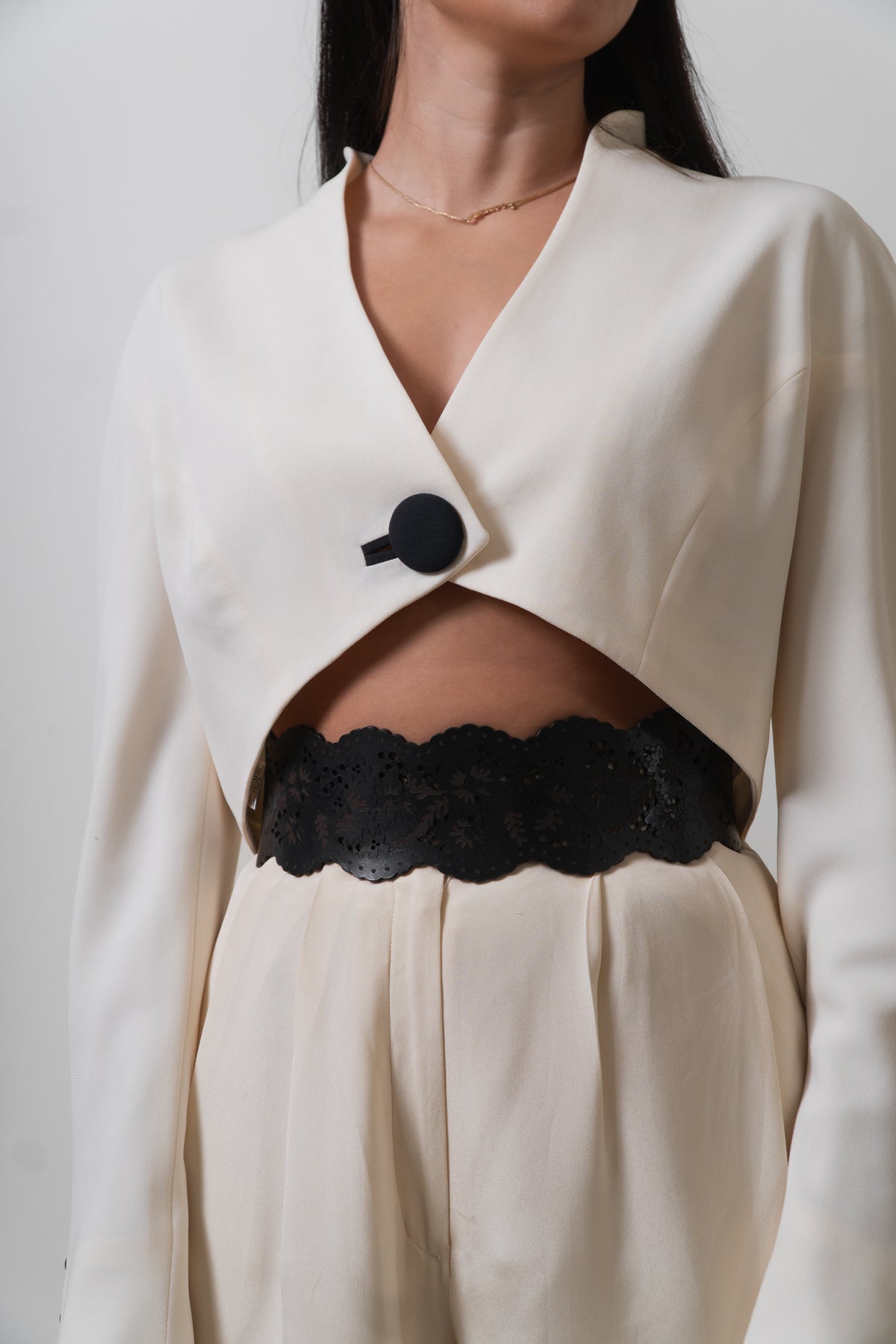 Vintage SAKS Cream Cropped Blazer