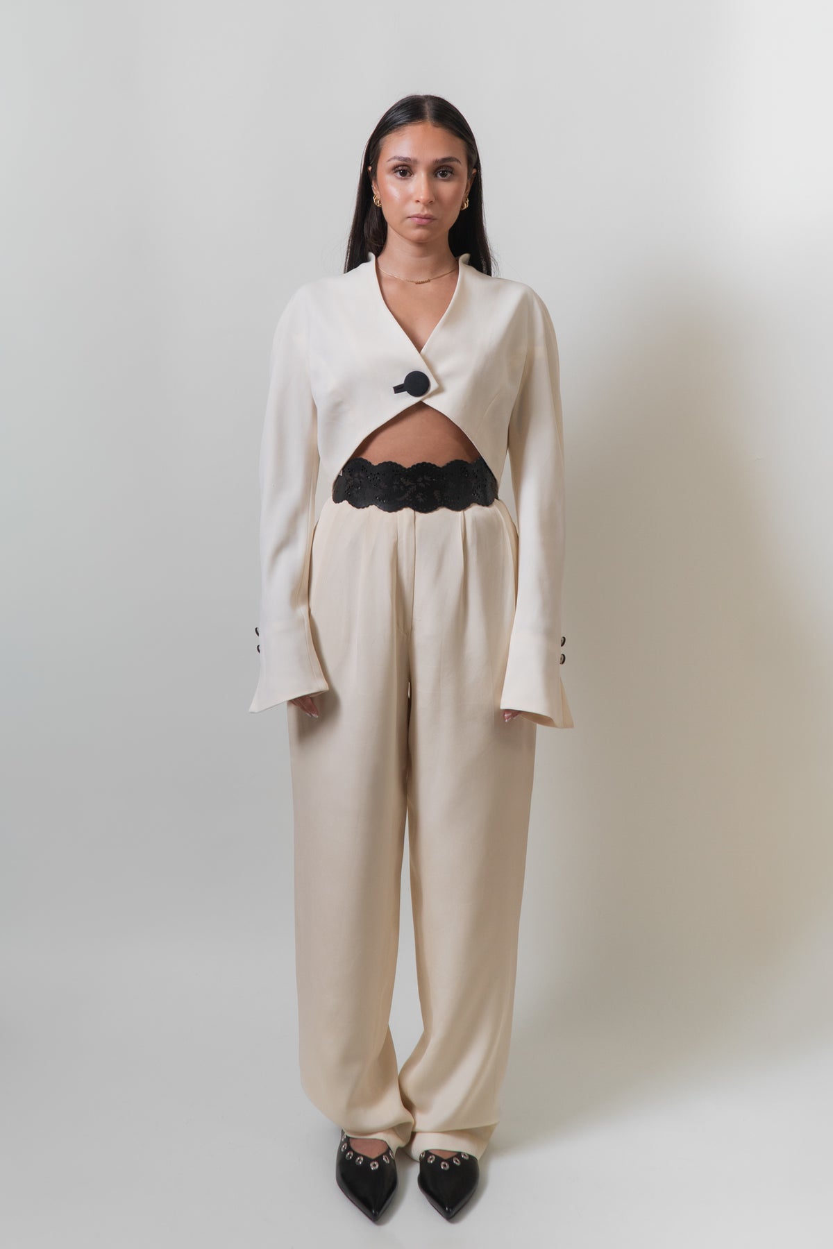 Vintage SAKS Cream Cropped Blazer