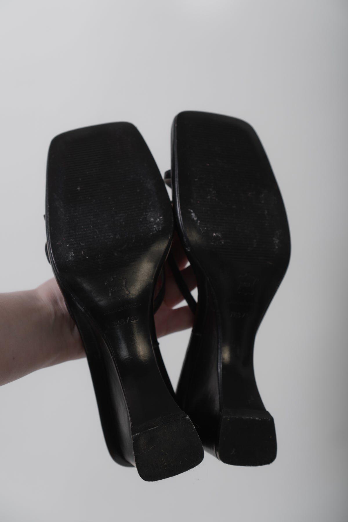 Vintage Black Floral Leather Wedges