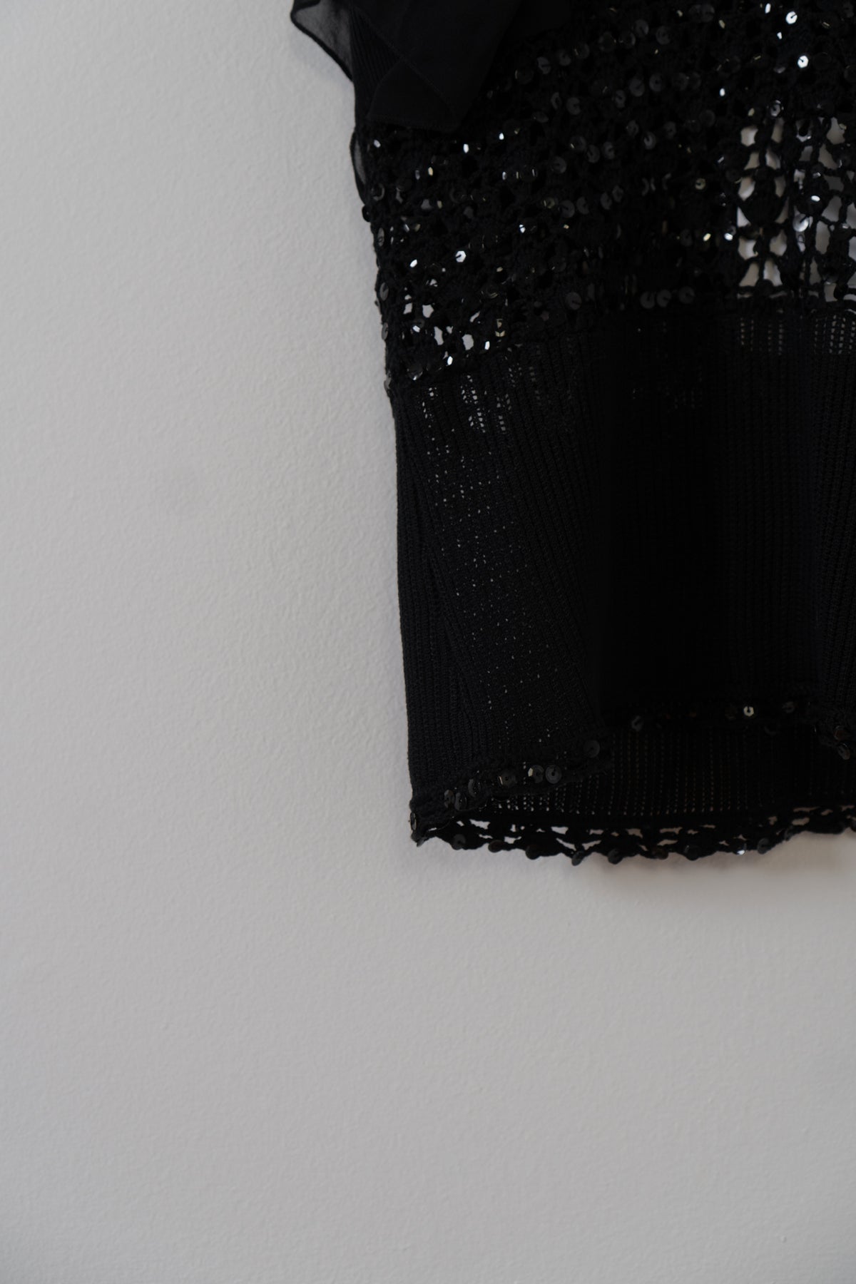 Vintage Black Silk Crochet Sheer Top