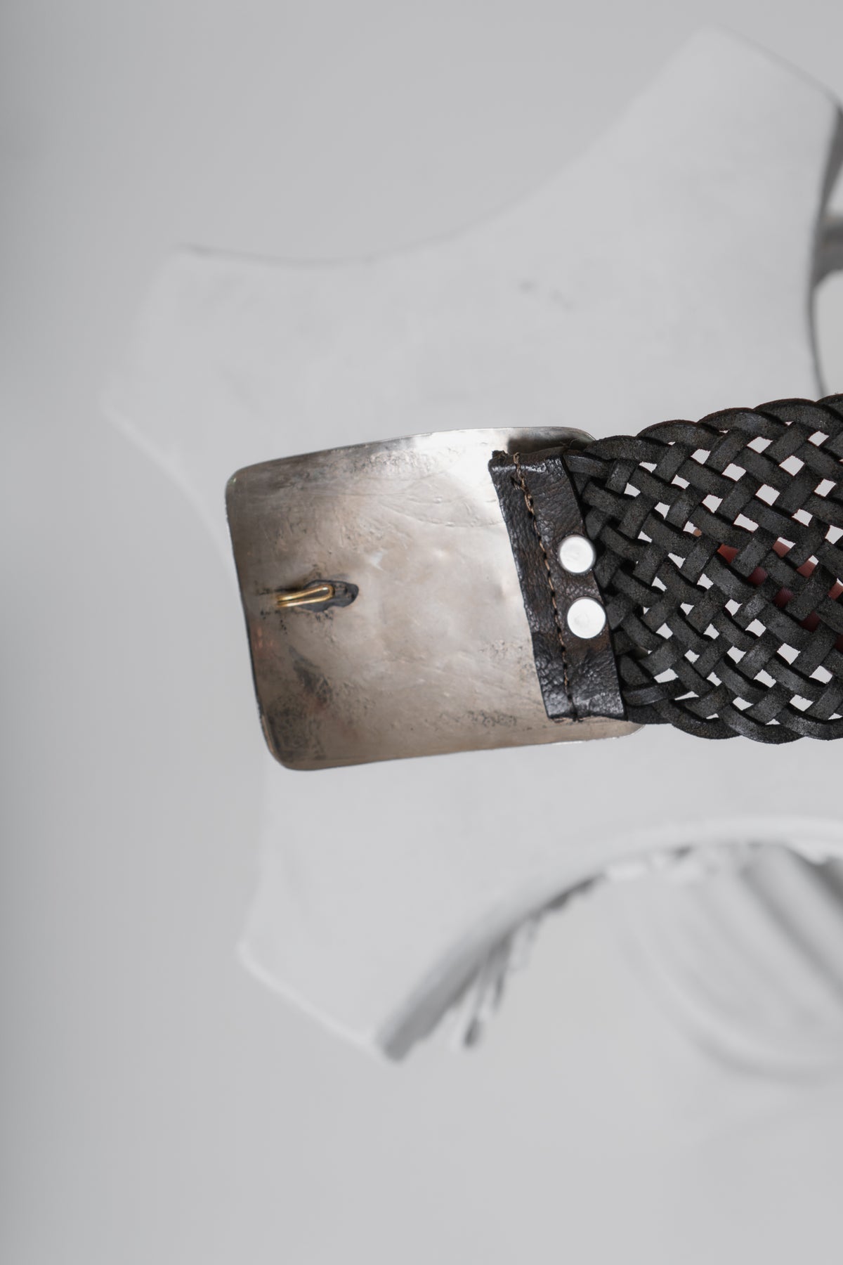 Vintage Silver Horn Black Braided Western Belt