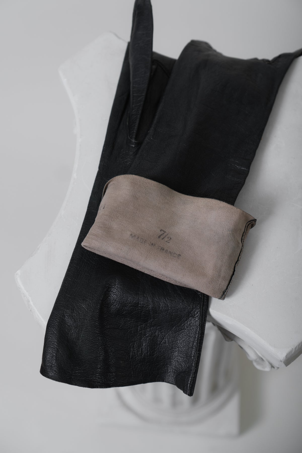 Vintage French Black Leather Gloves