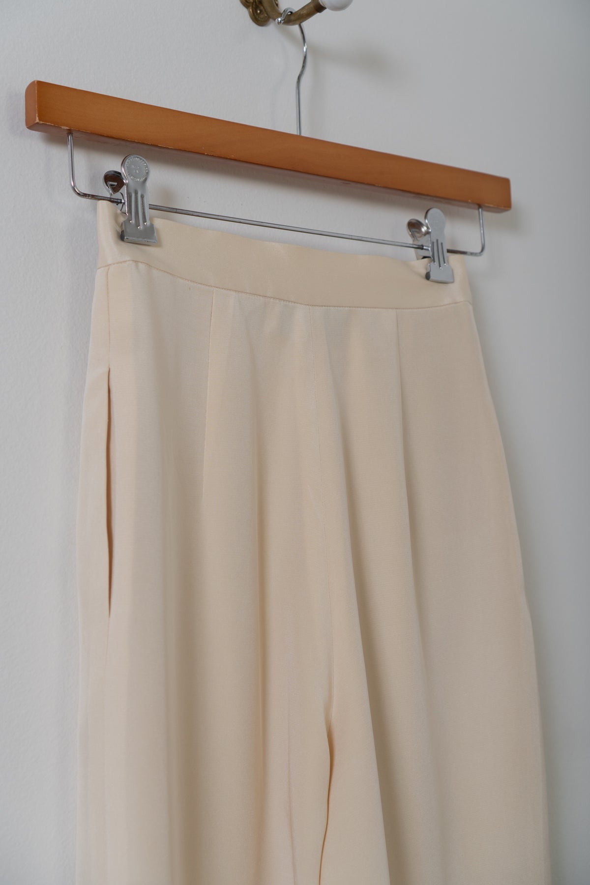 Vintage Cream Silk High Waisted Trousers