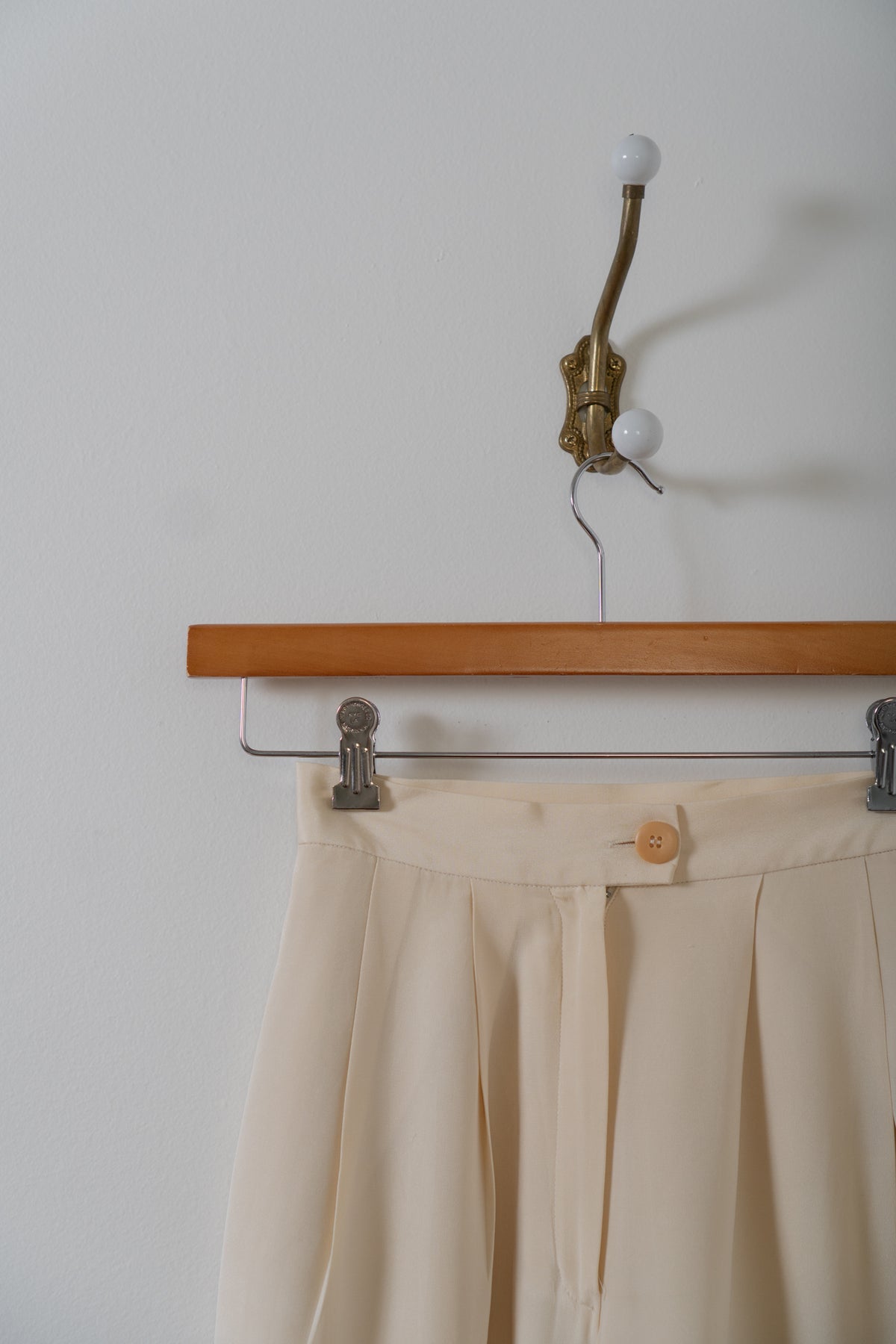 Vintage Cream Silk High Waisted Trousers
