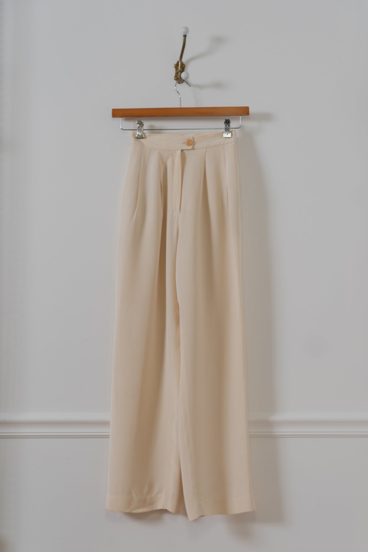 Vintage Cream Silk High Waisted Trousers