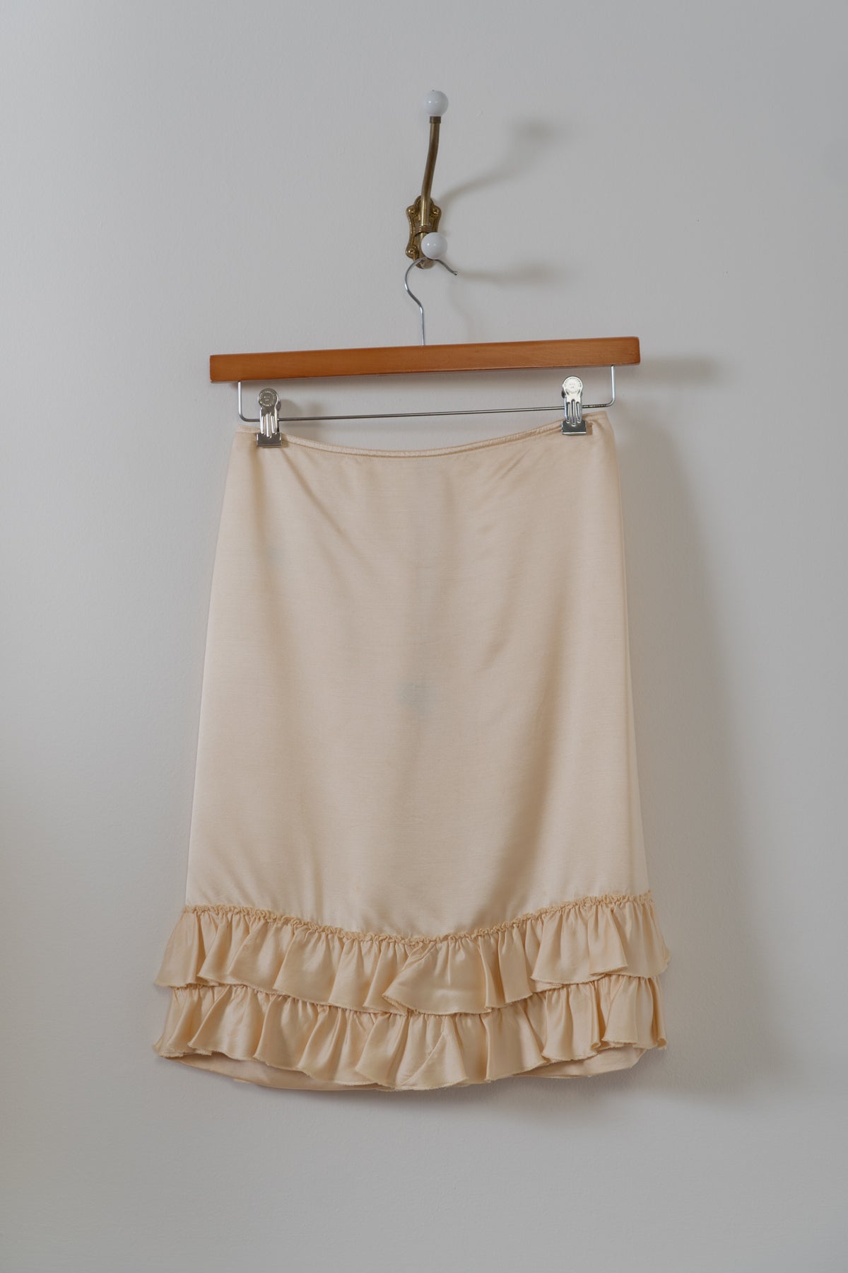 MARNI Italian Cream Silk Ruffle Hem Skirt