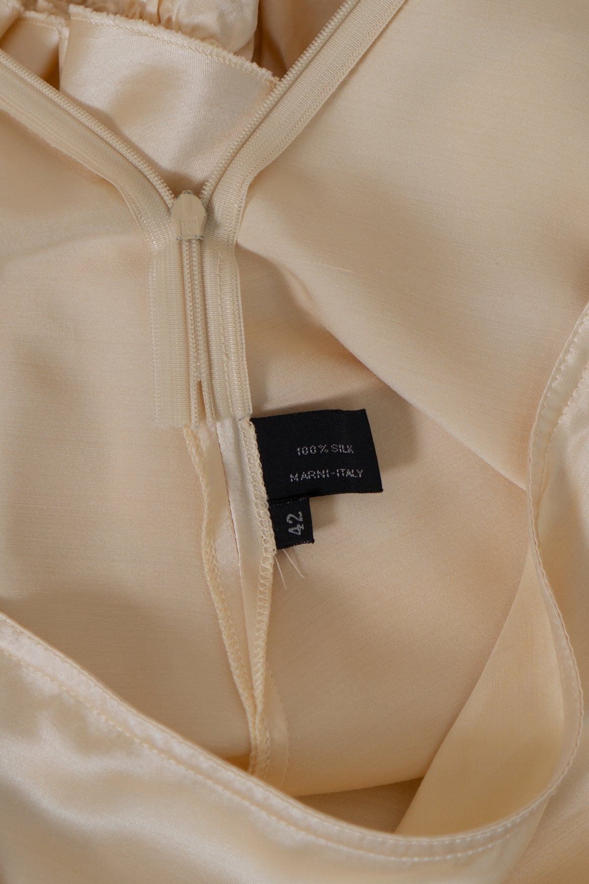MARNI Italian Cream Silk Ruffle Hem Skirt