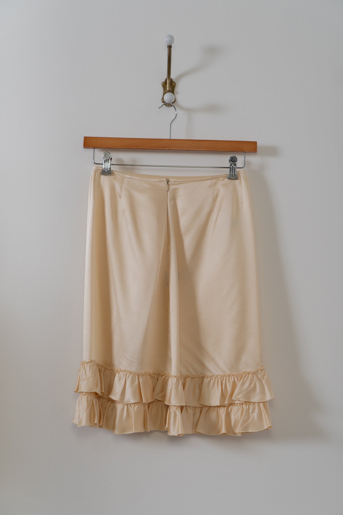 MARNI Italian Cream Silk Ruffle Hem Skirt
