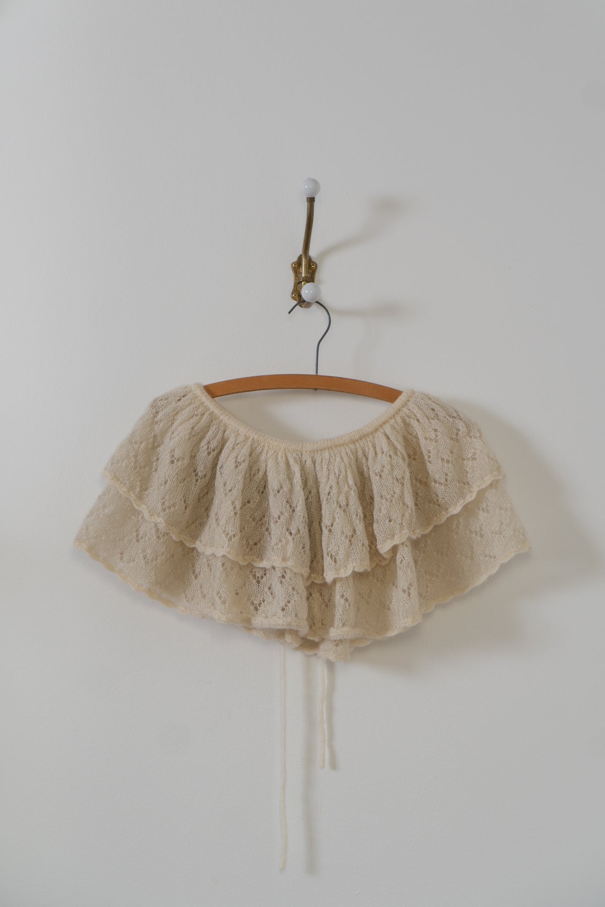 HANDMADE Cream Wool Blend Knit Collar