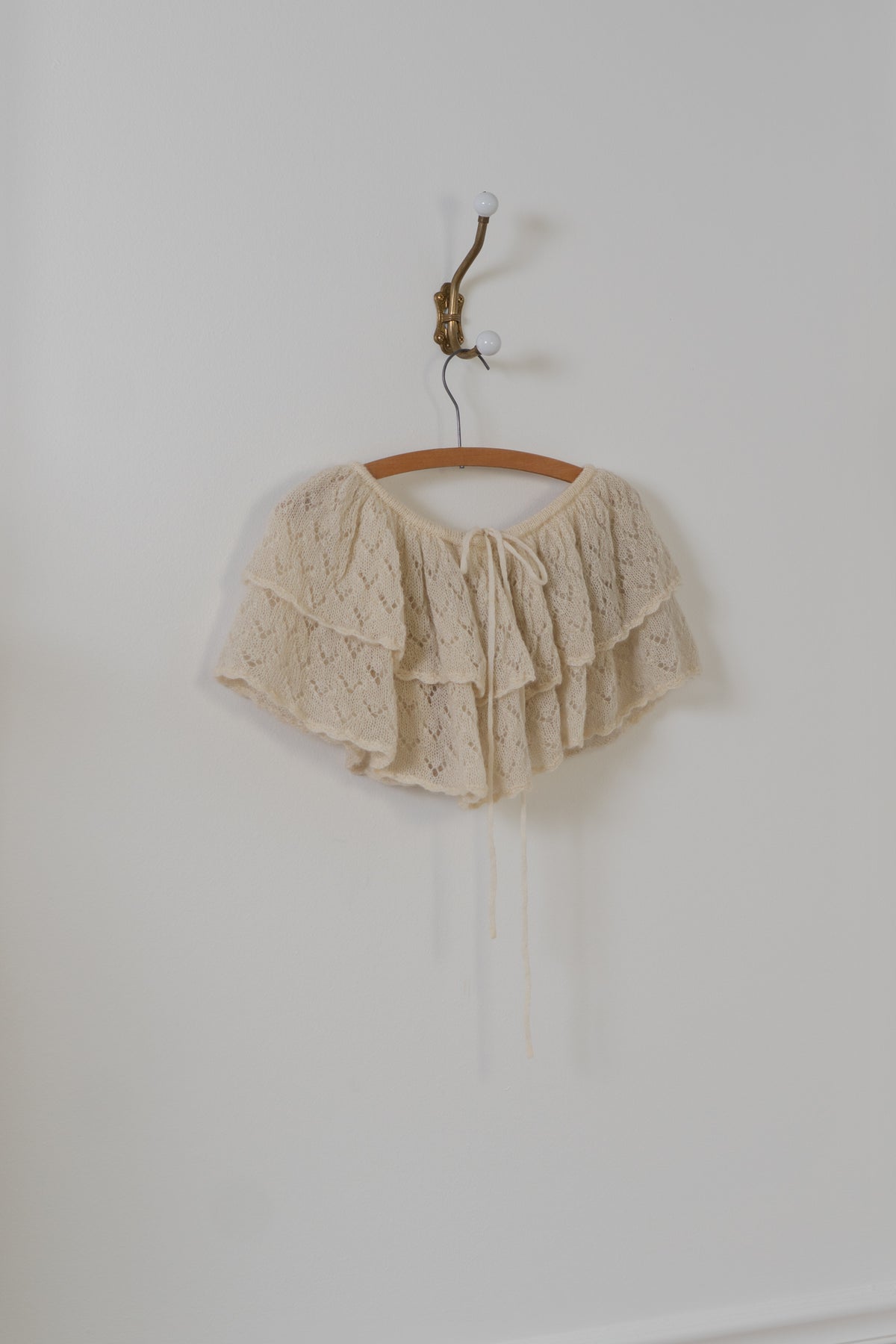 HANDMADE Cream Wool Blend Knit Collar