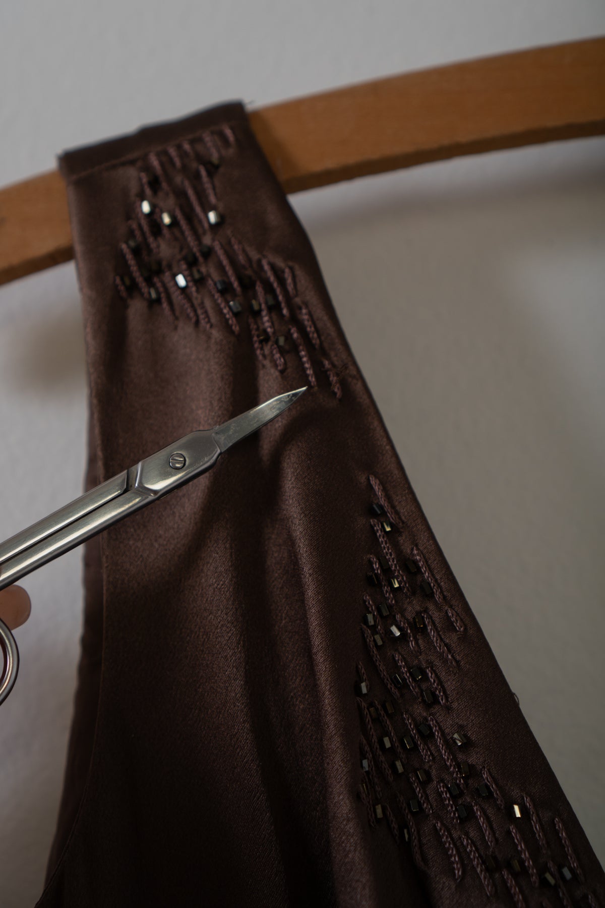Vintage Brown Silk Fringe Beaded Dress