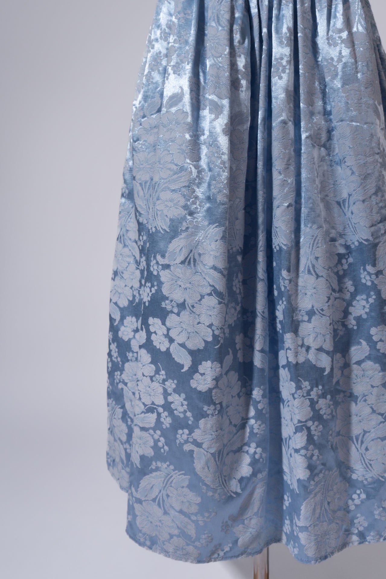 Vintage 90s Floral Jacquard Blue Party Dress