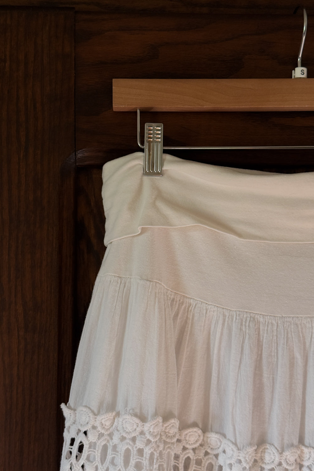 Vintage White Eyelet Lace Midi Skirt