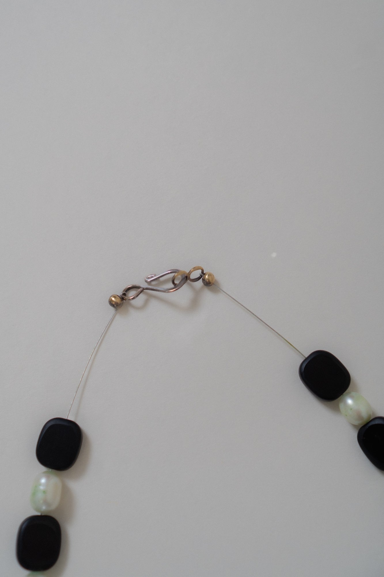 Genuine Pearl & Black Glass Beaded Necklace