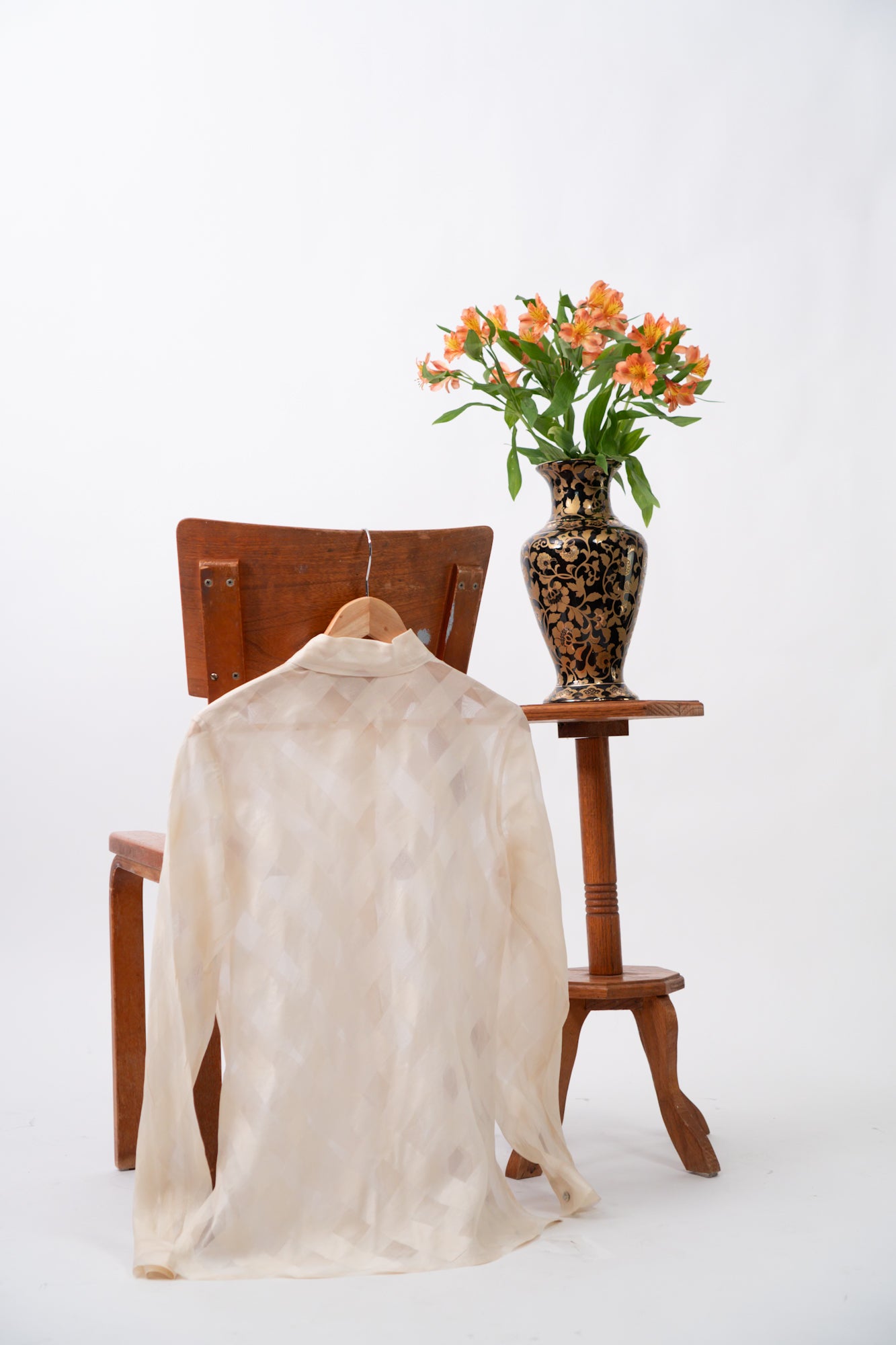Vintage Sheer Checkered Blouse