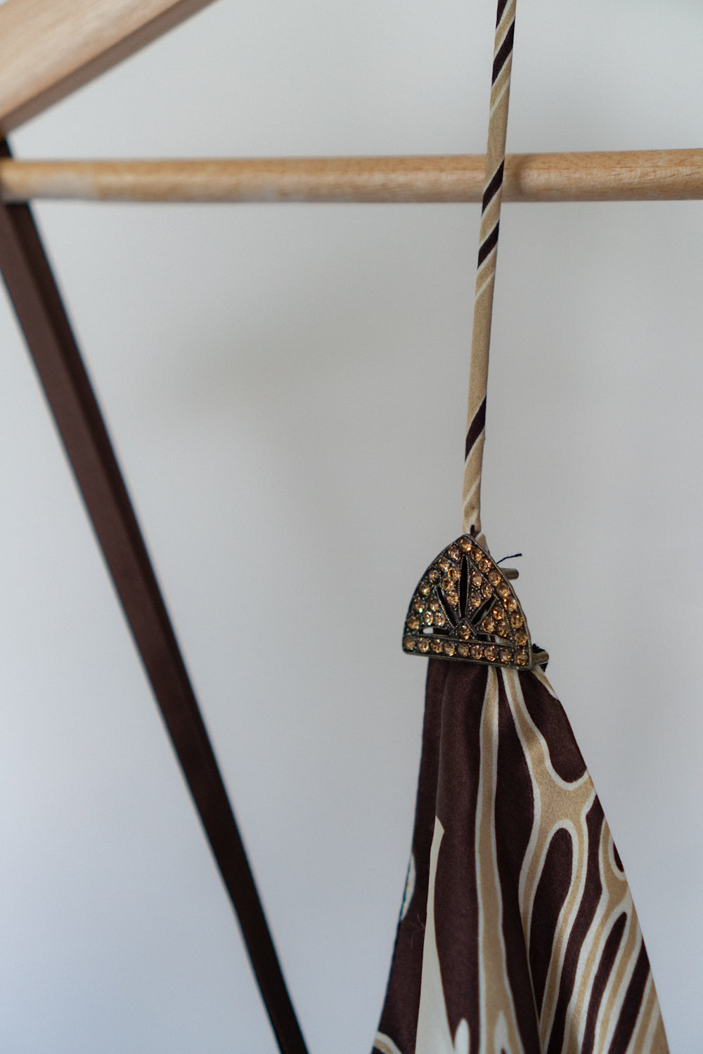 Vintage Brown Abstract Silk Halter Top
