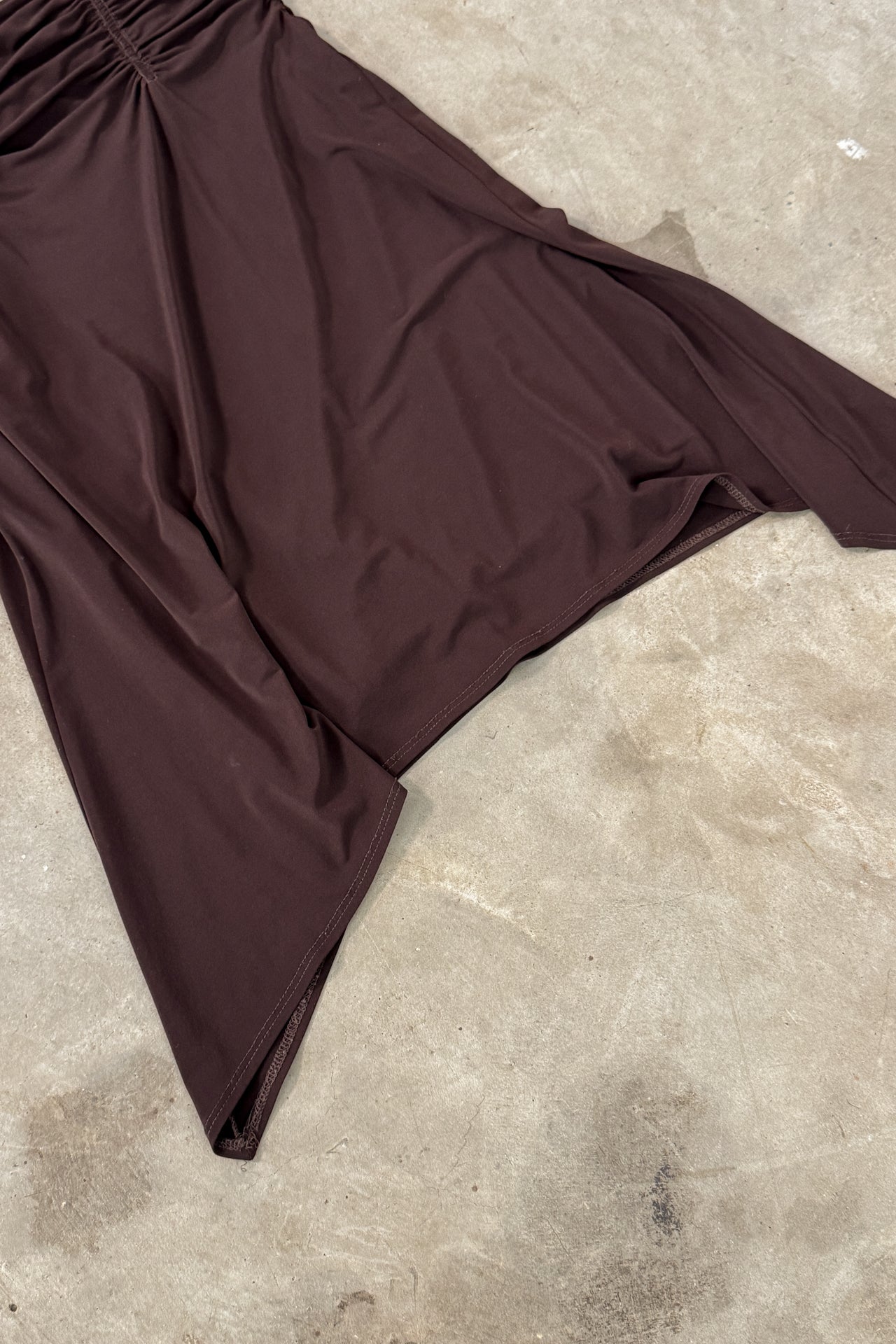 Y2K Handkerchief Hem Brown Strapless Dress