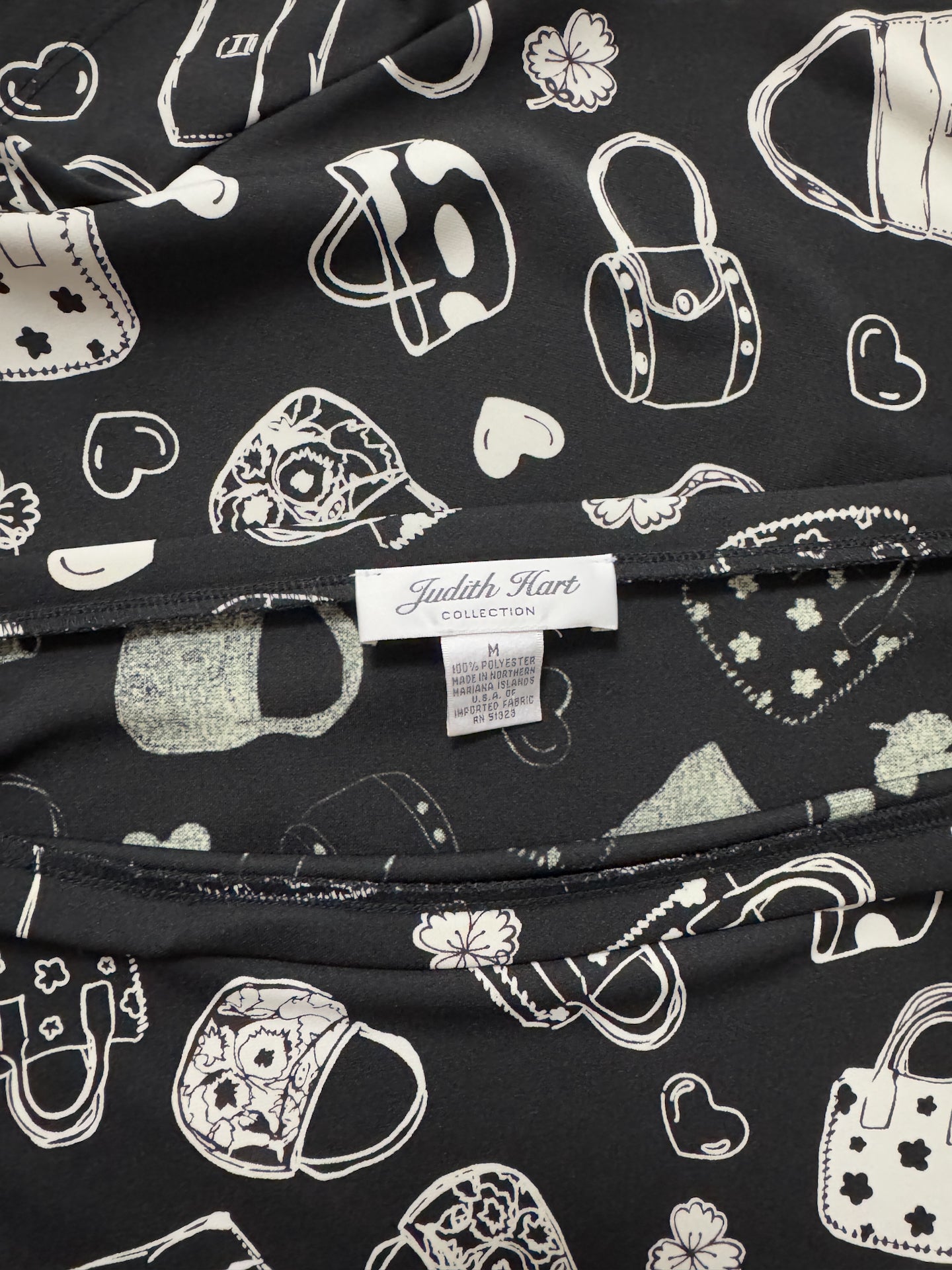 Vintage Whimsy Bag Print Midi Skirt