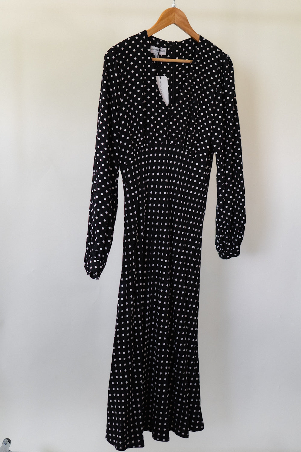 Vintage French Black Polka Dot Long Sleeve Dress