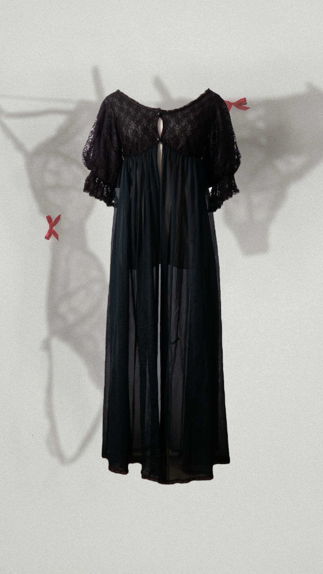 Vintage Black Lace Peignoir