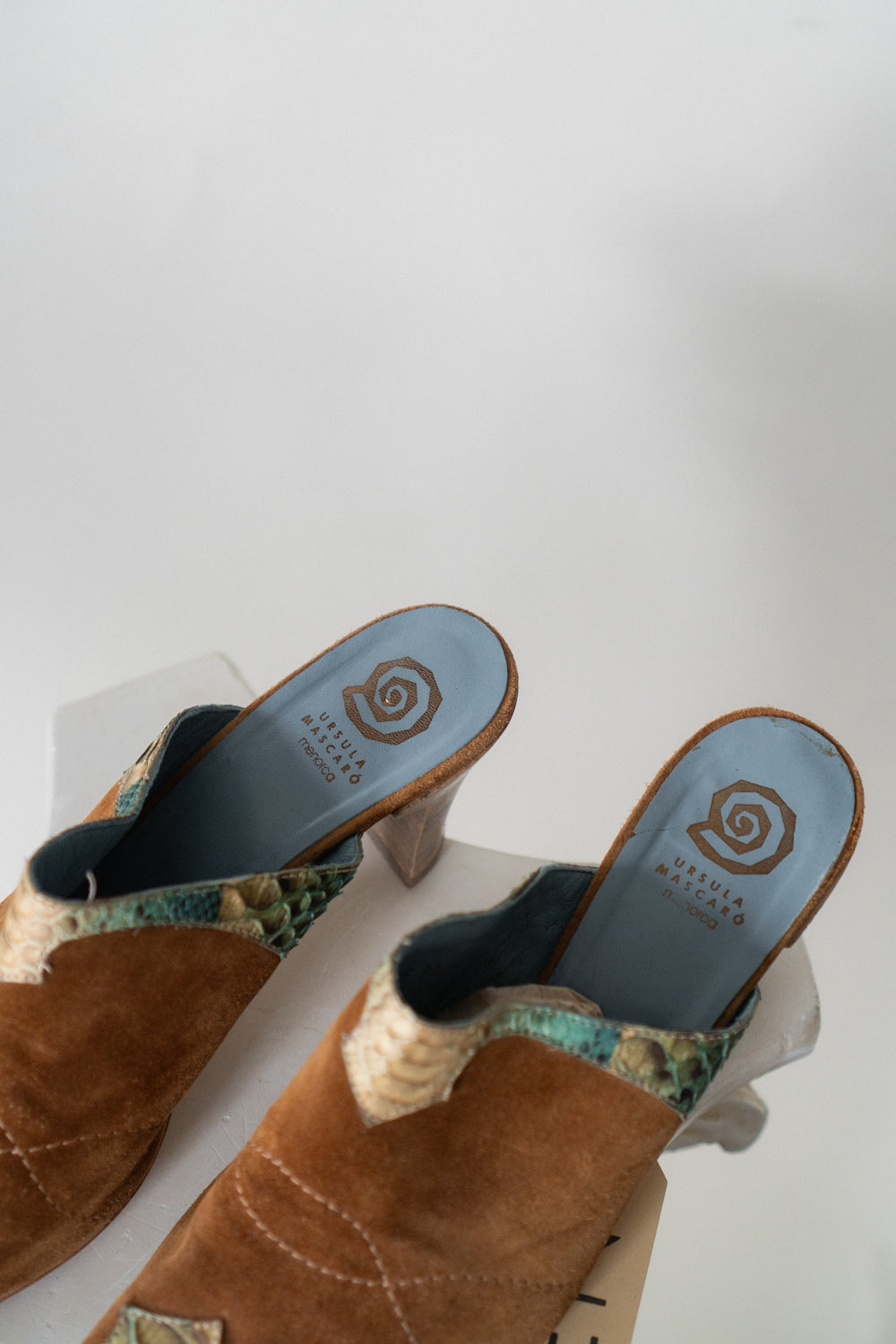 Vintage Croc Suede Western Mules