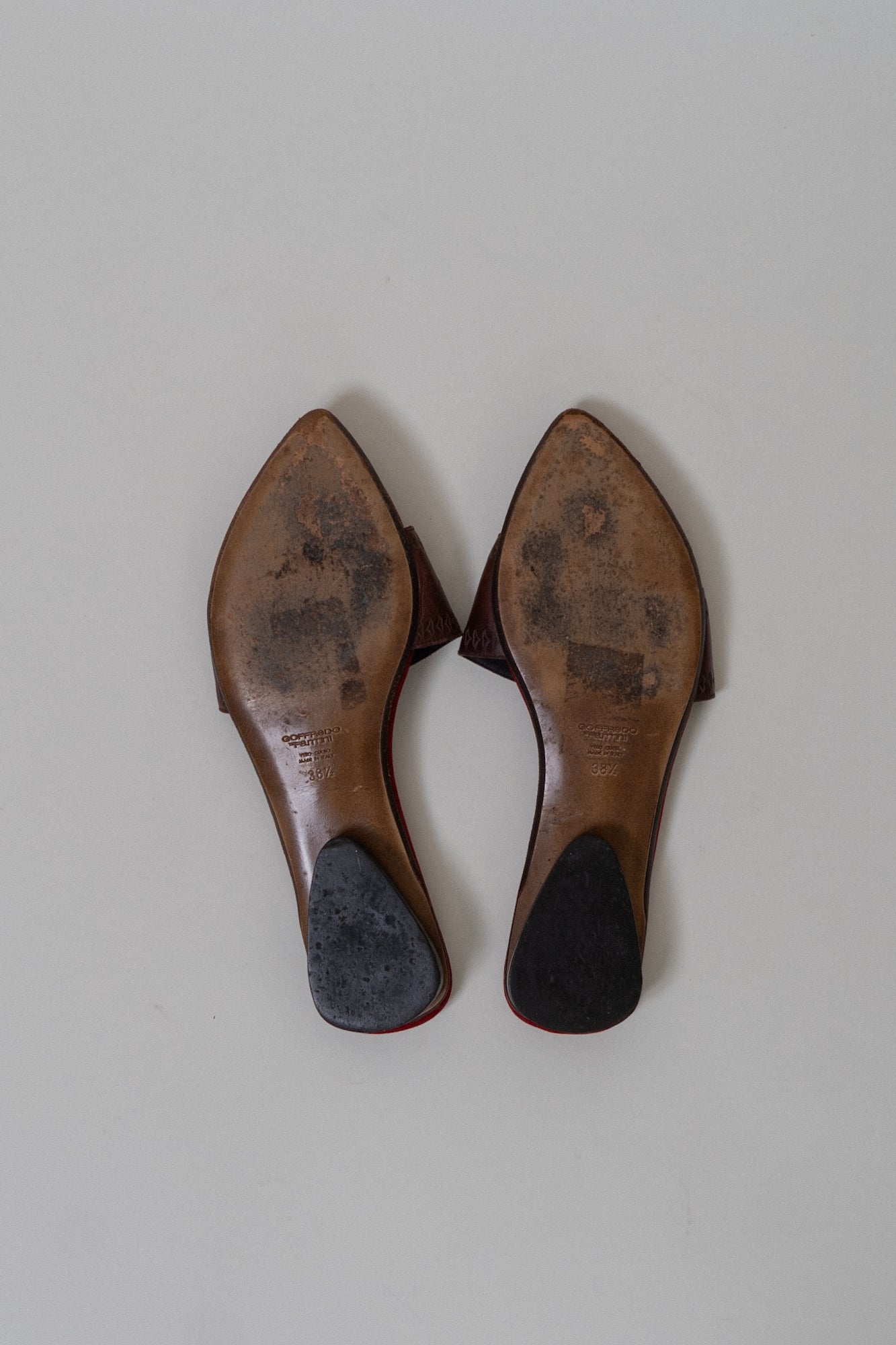 Vintage Italian Brown Leather Slides