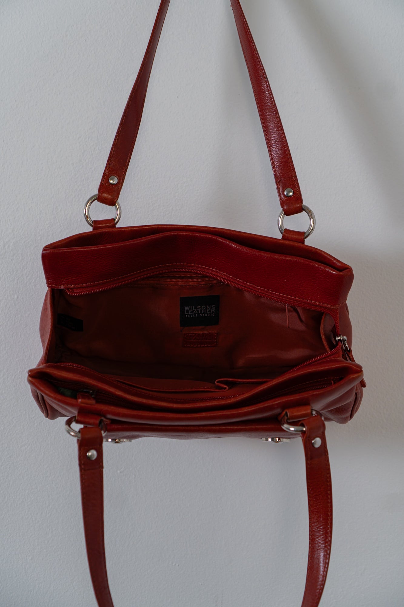 Vintage Fire Red Leather Shoulder Bag