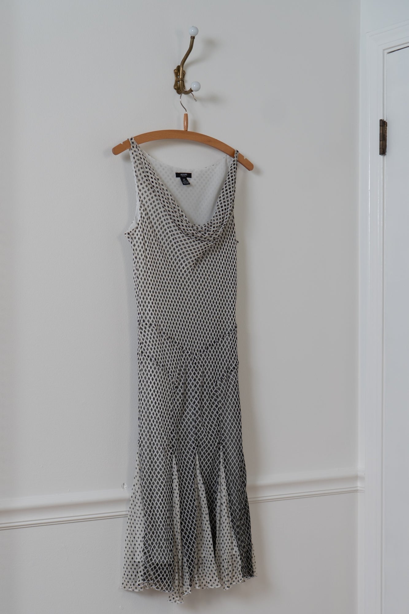 Vintage 100% Silk Diamond Dotted Dress