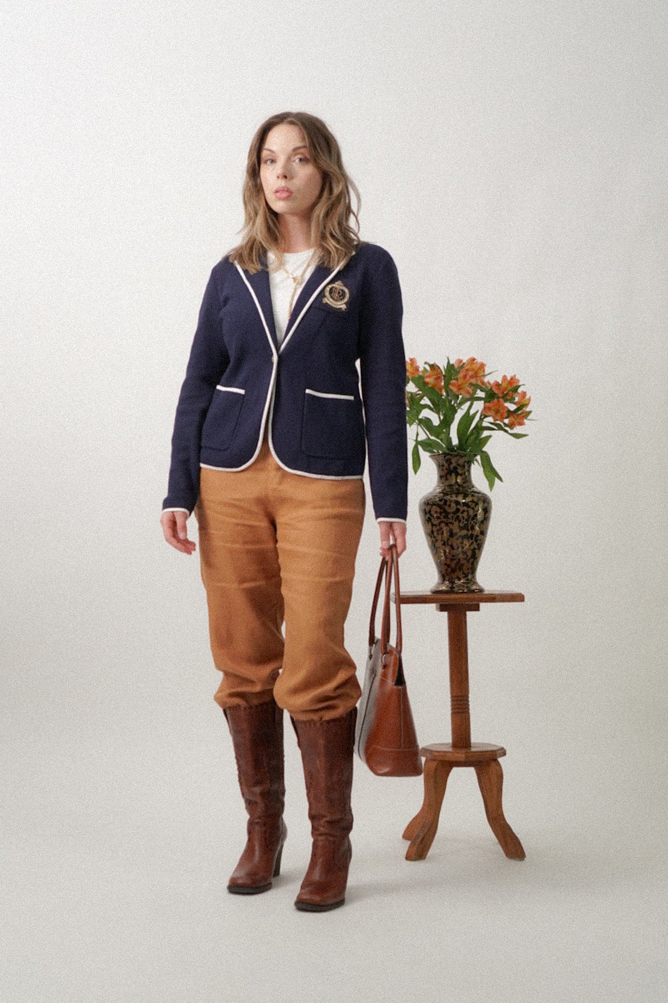 Y2K Ralph Lauren Collegiate Navy Cardigan Blazer