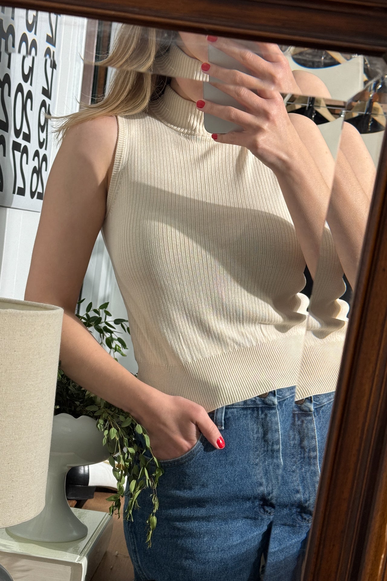 Vintage Silk Mock Neck Tank Top