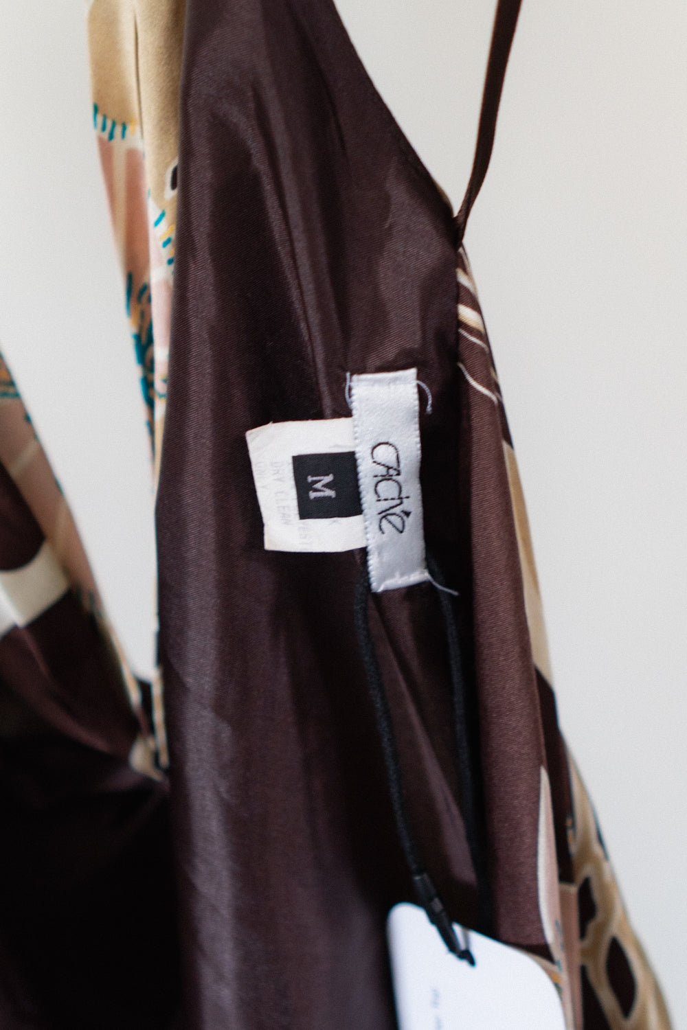 Vintage Brown Abstract Silk Halter Top