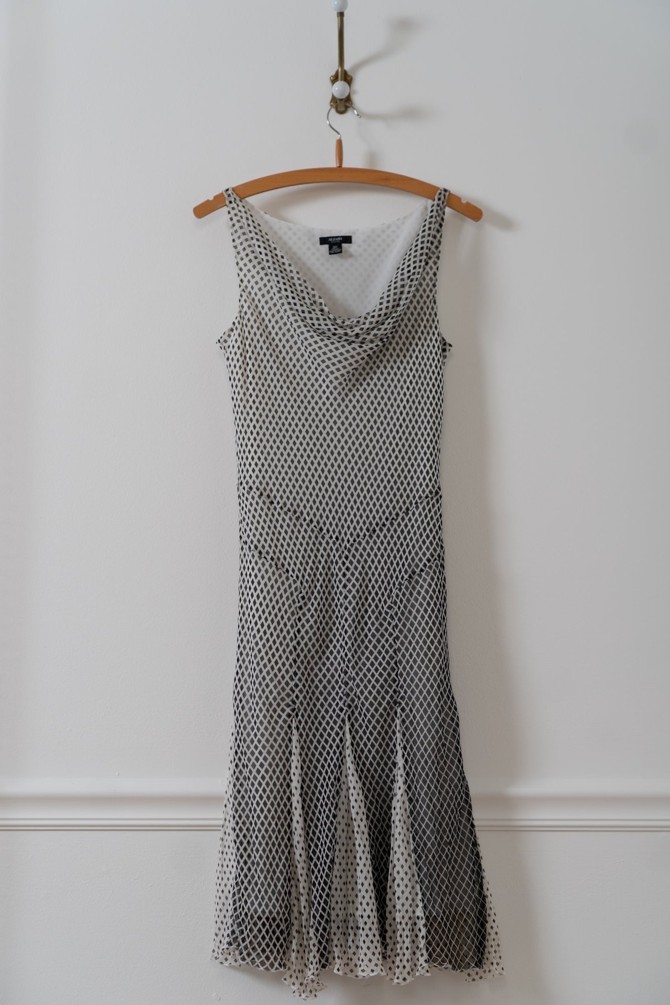 Vintage 100% Silk Diamond Dotted Dress