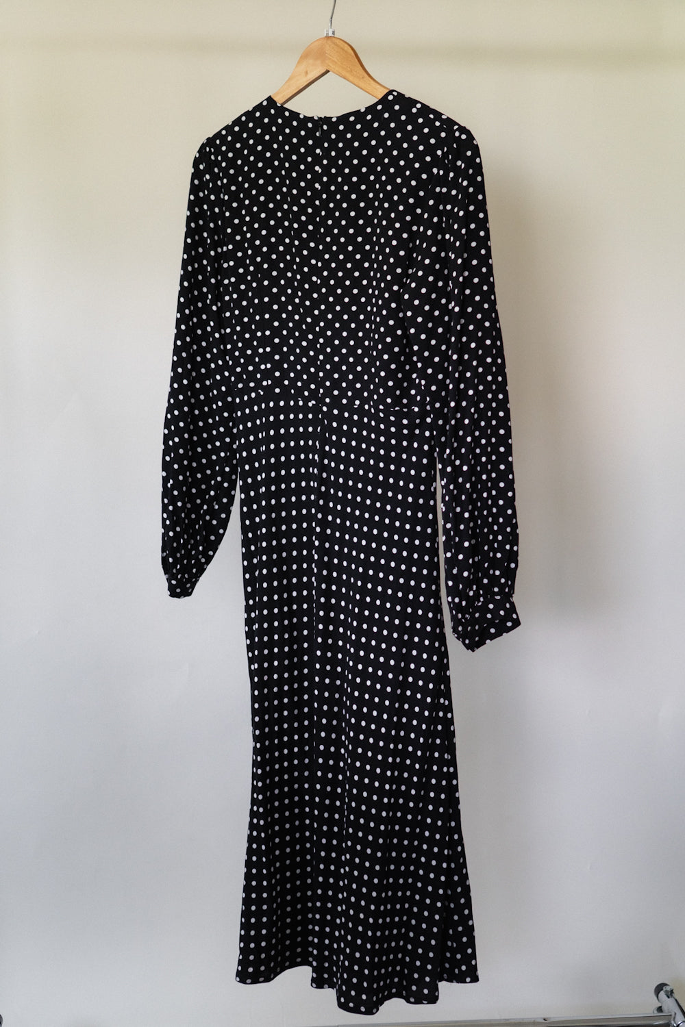 Vintage French Black Polka Dot Long Sleeve Dress