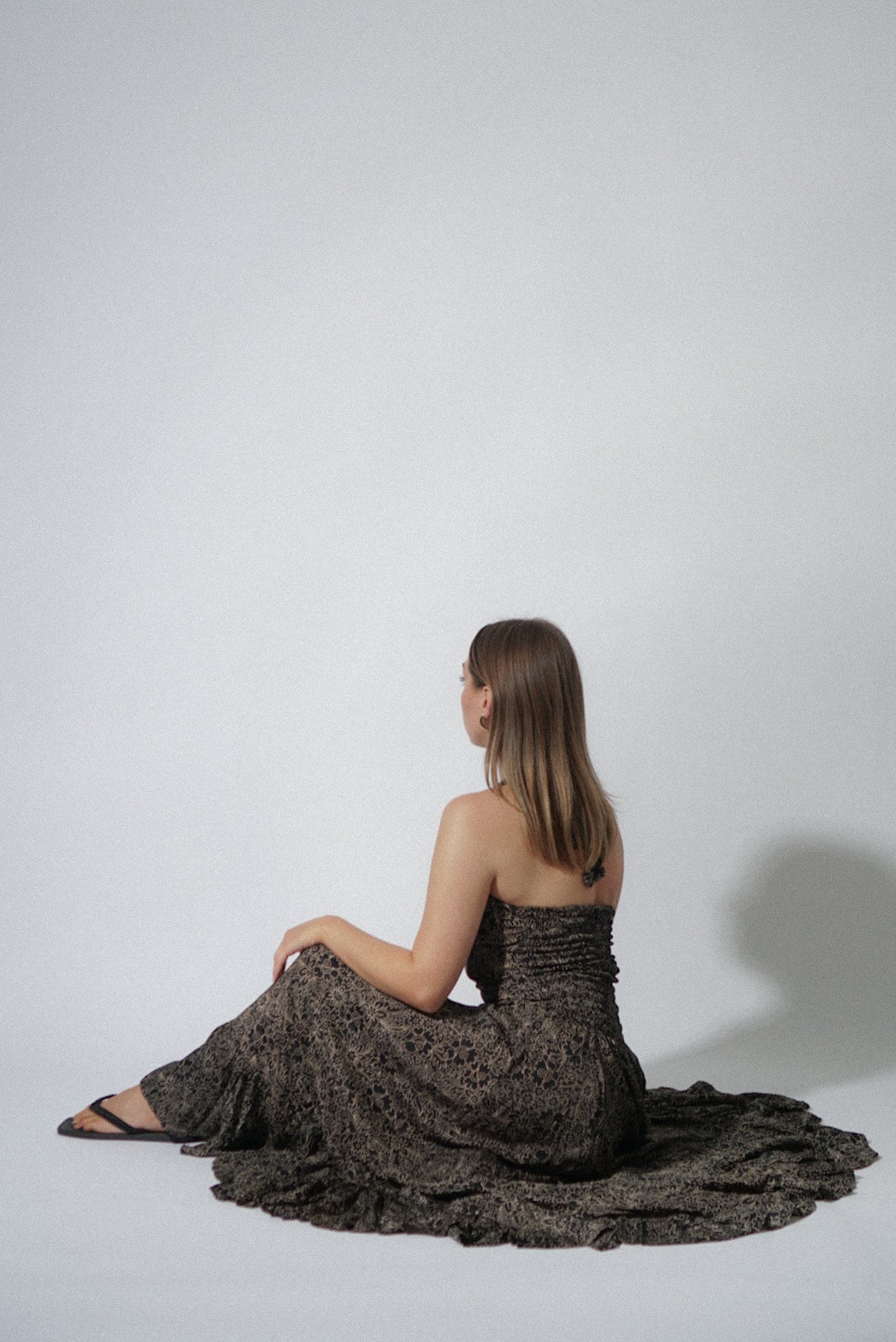 Y2K Black Floral Halter Dress