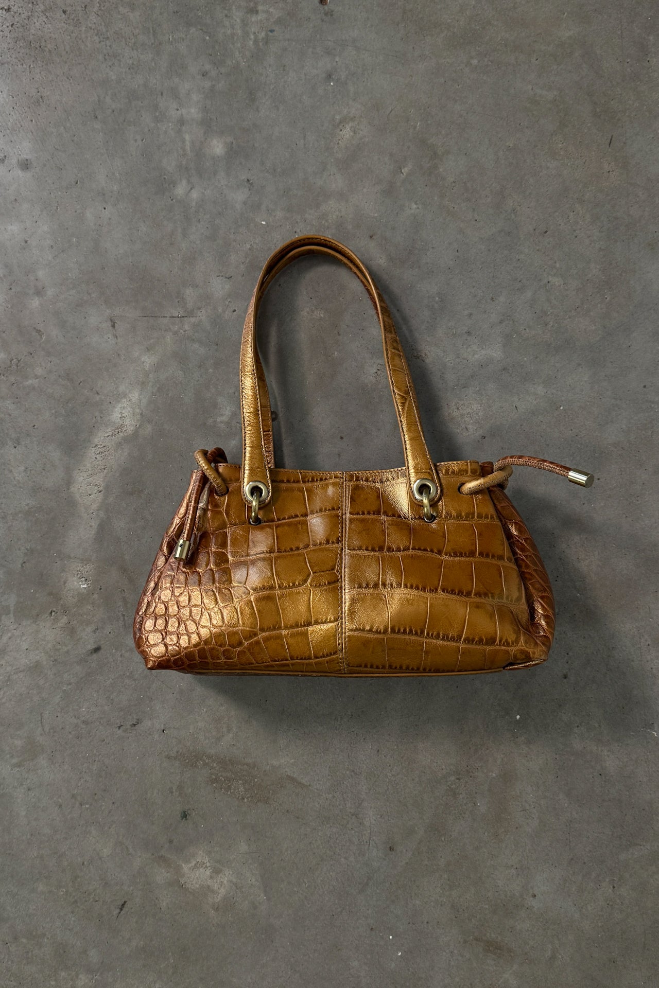 Vintage Metallic Leather Shoulder Bag