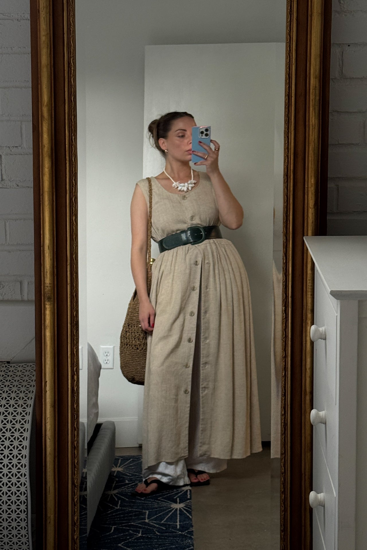 Vintage Green Embossed Belt
