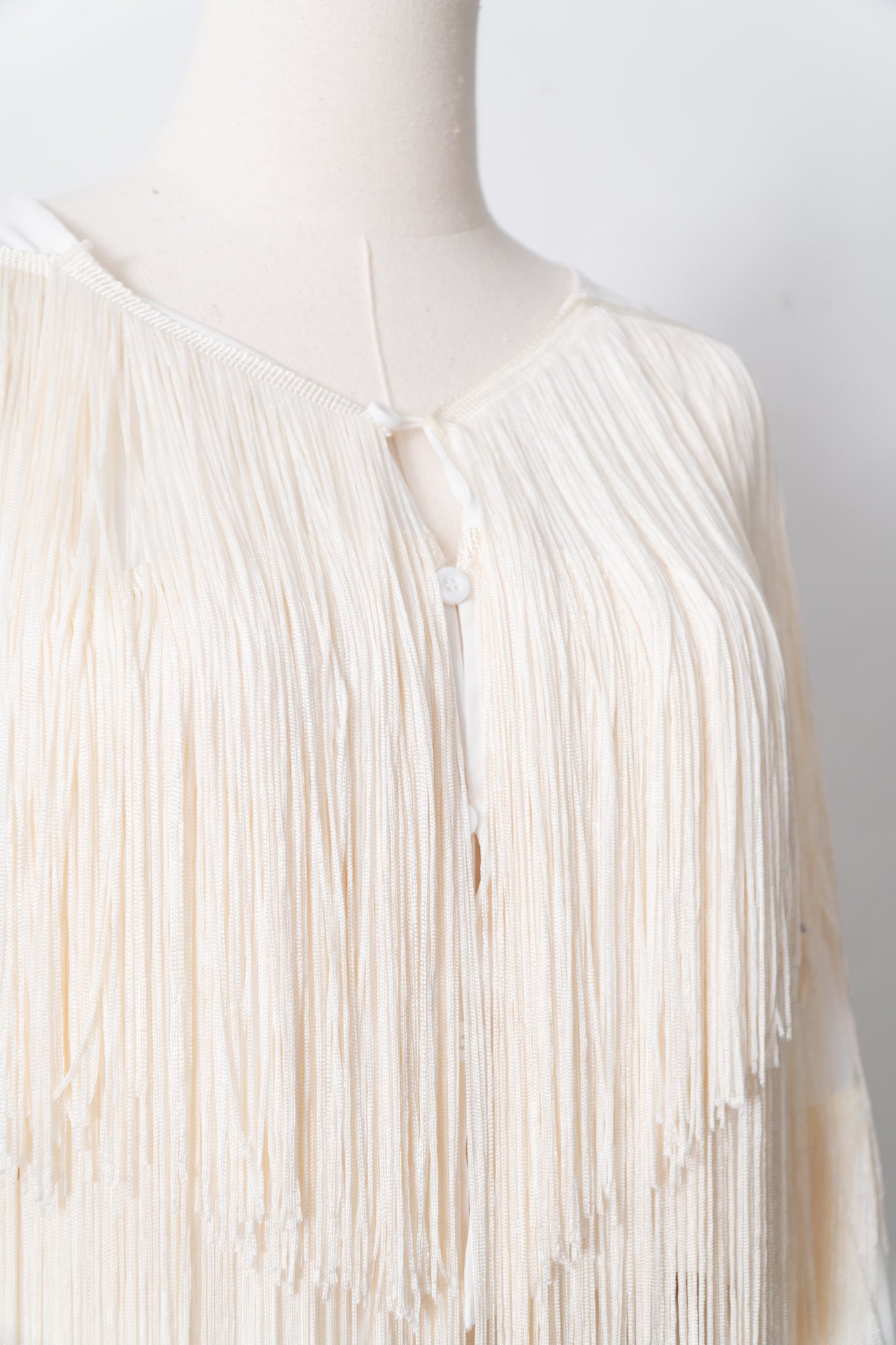 White & Cream Fringe Jacket