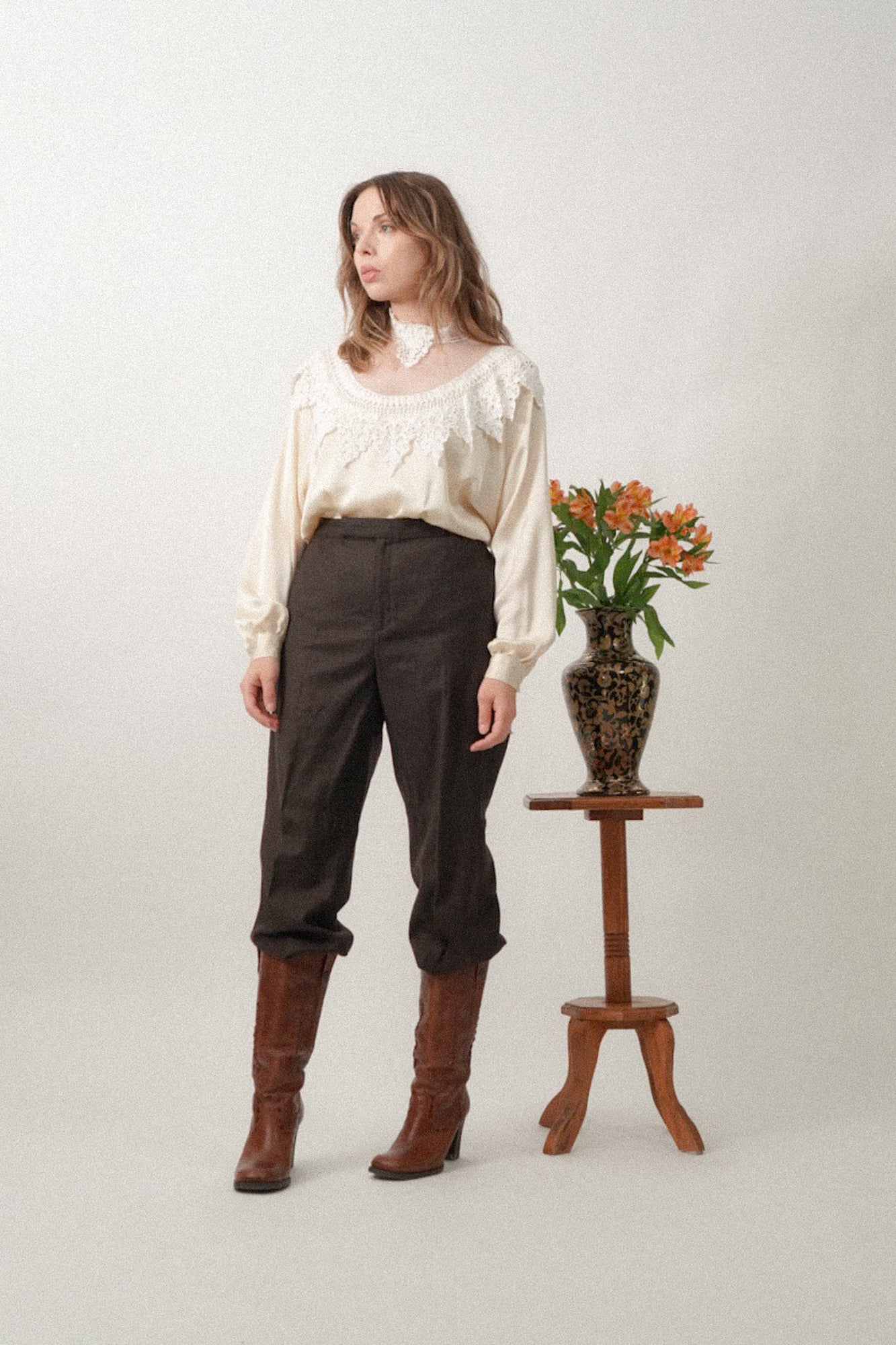 Vintage Satin Lace Blouse