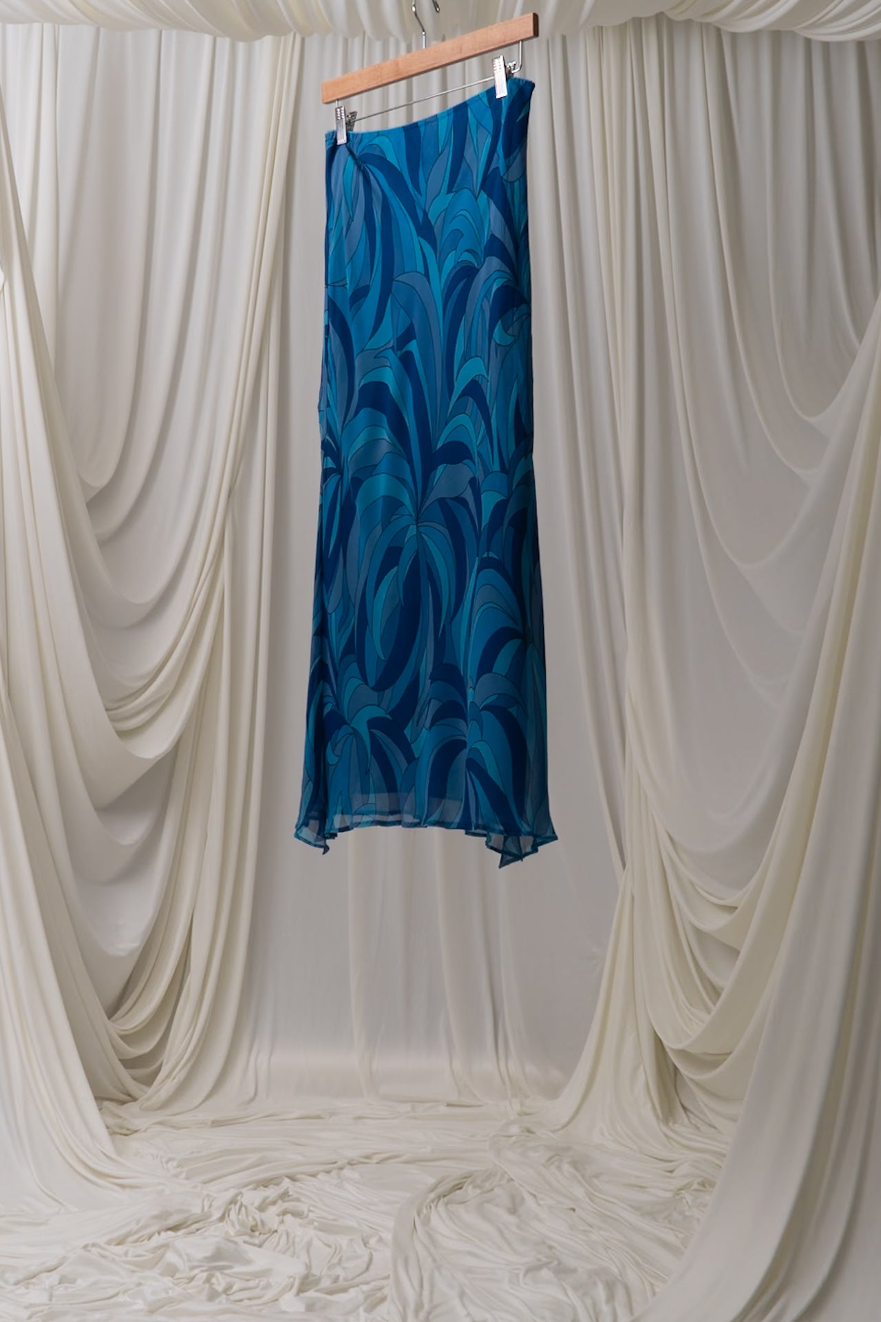Vintage Silk Abstract Maxi Skirt