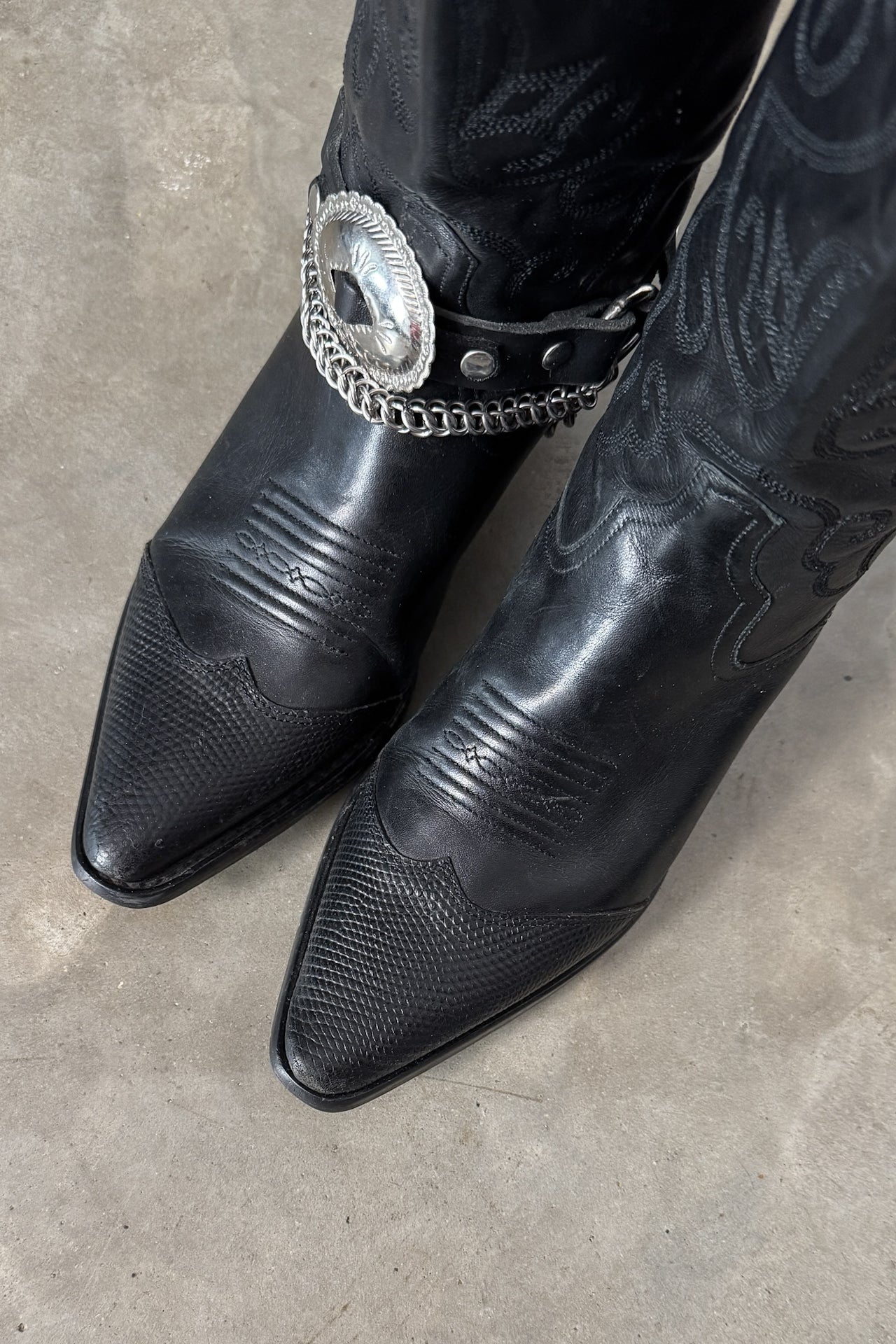Y2K 100% Leather Black Contrast Boots