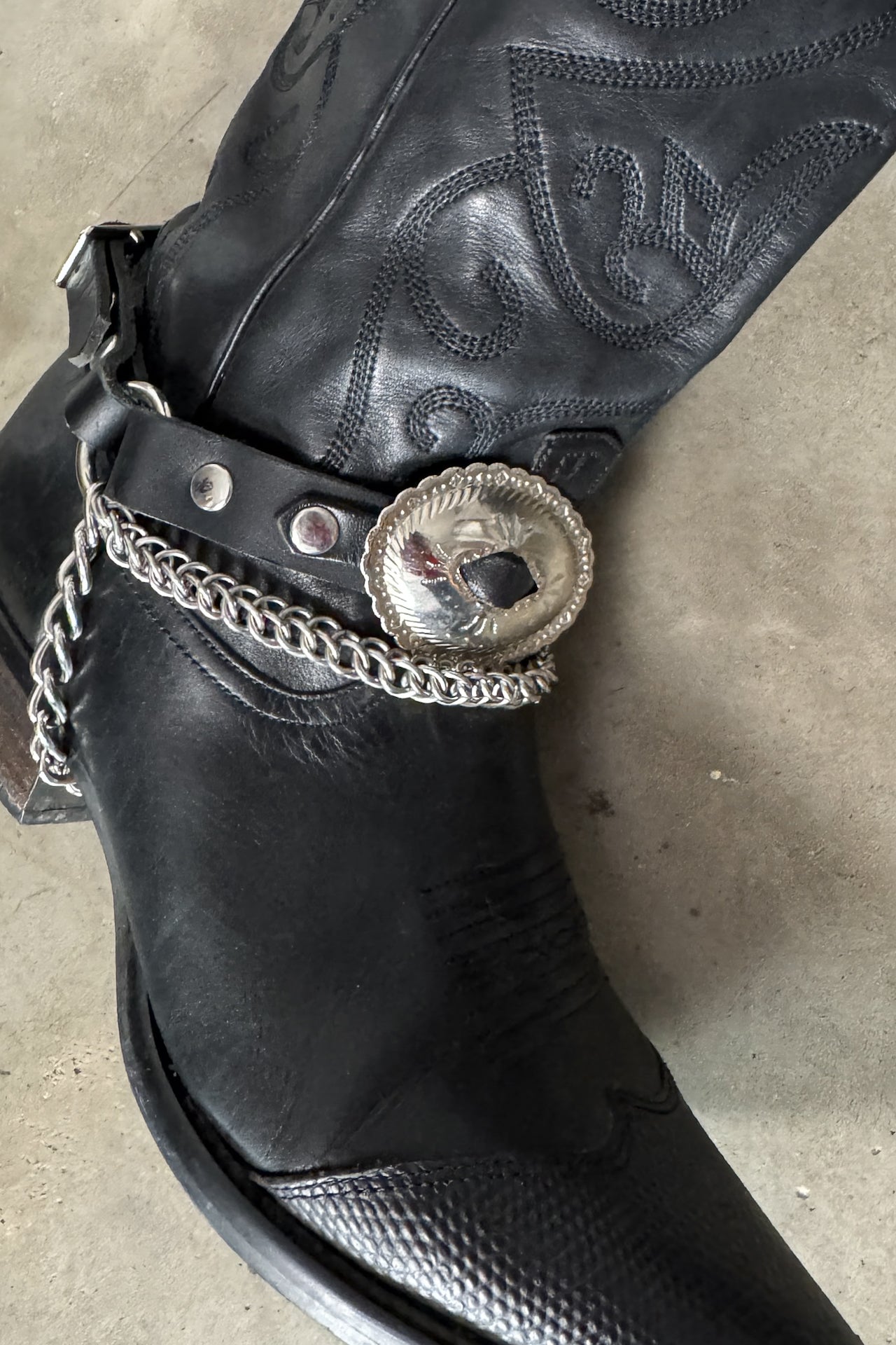 Y2K 100% Leather Black Contrast Boots