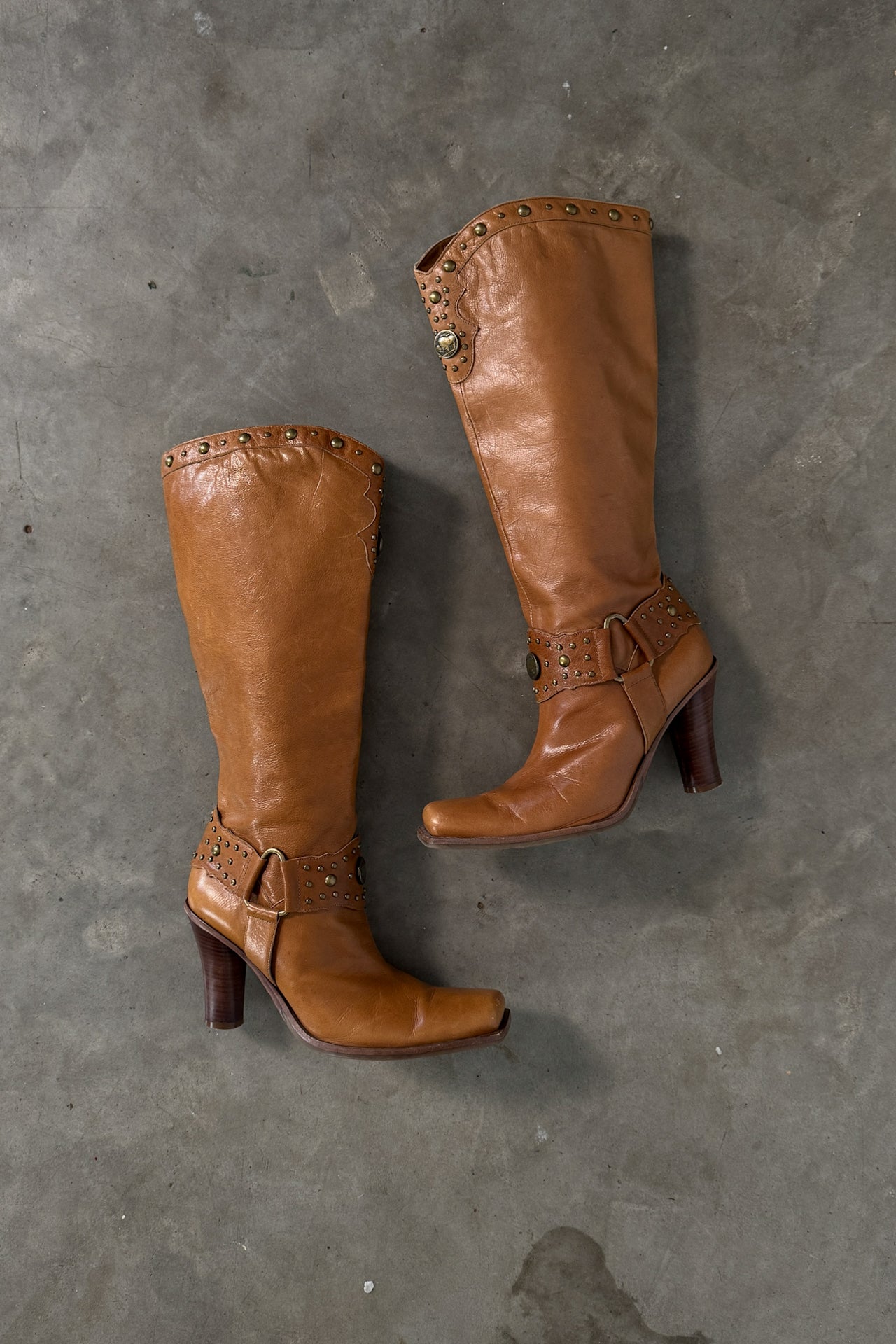 Y2K Bison Cognac Western Boots 100% Italian Leather