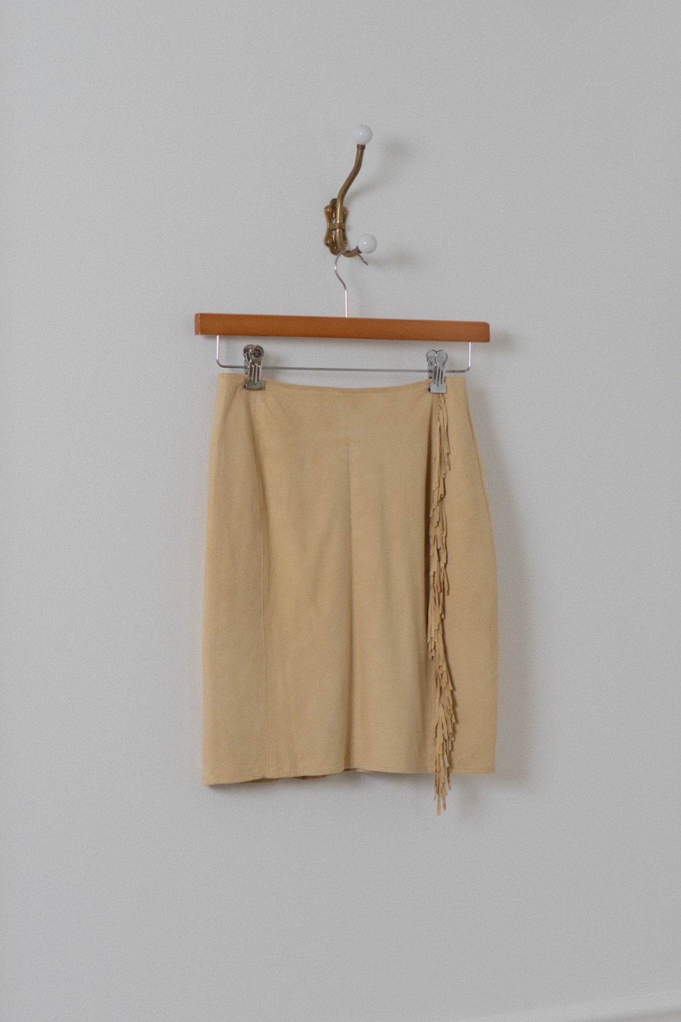 Vintage Lambskin Suede Fringe Waterfall Skirt